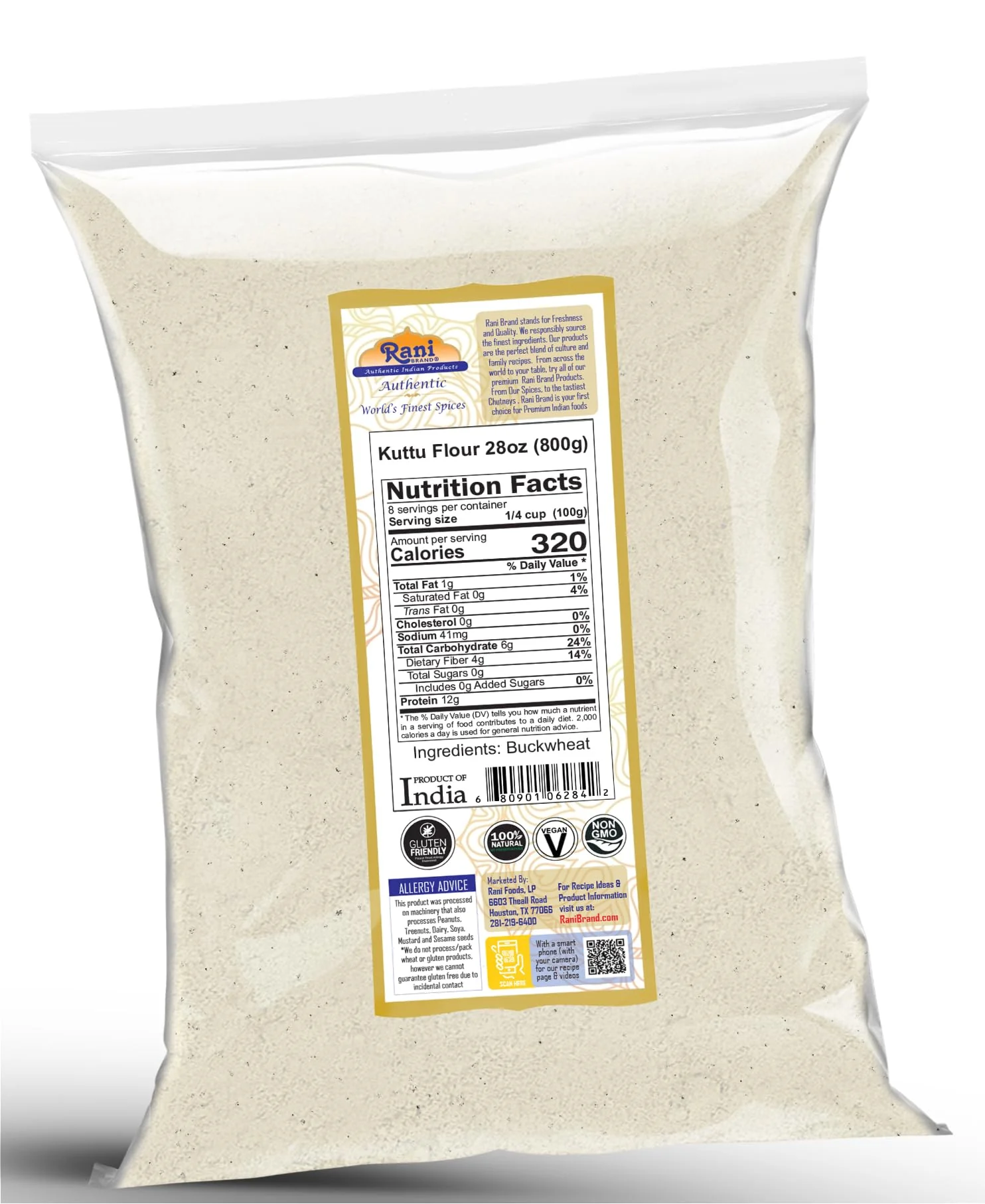 Rani Kuttu (Buckwheat) Flour 28oz (1.75lbs) 800g ~ All Natural | Gluten Friendly | NON-GMO | Kosher | Vegan | Indian Origin - Image 8