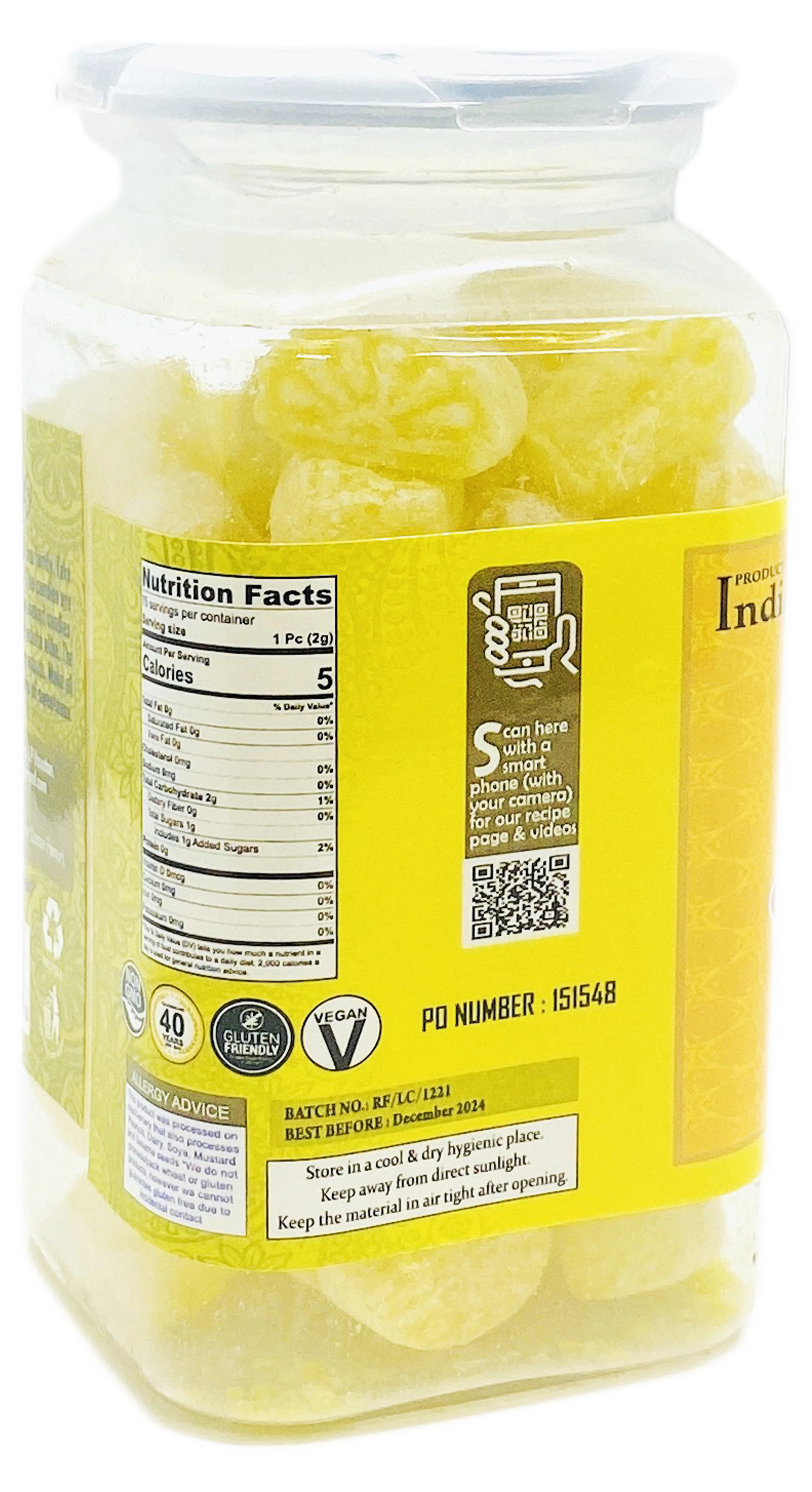 Rani Lemon Candy 5.25oz (150g) Vacuum Sealed, Easy Open Top, Resealable Container ~ Indian Tasty Treats | Vegan | Gluten Friendly | NON-GMO | Indian Origin - Image 3