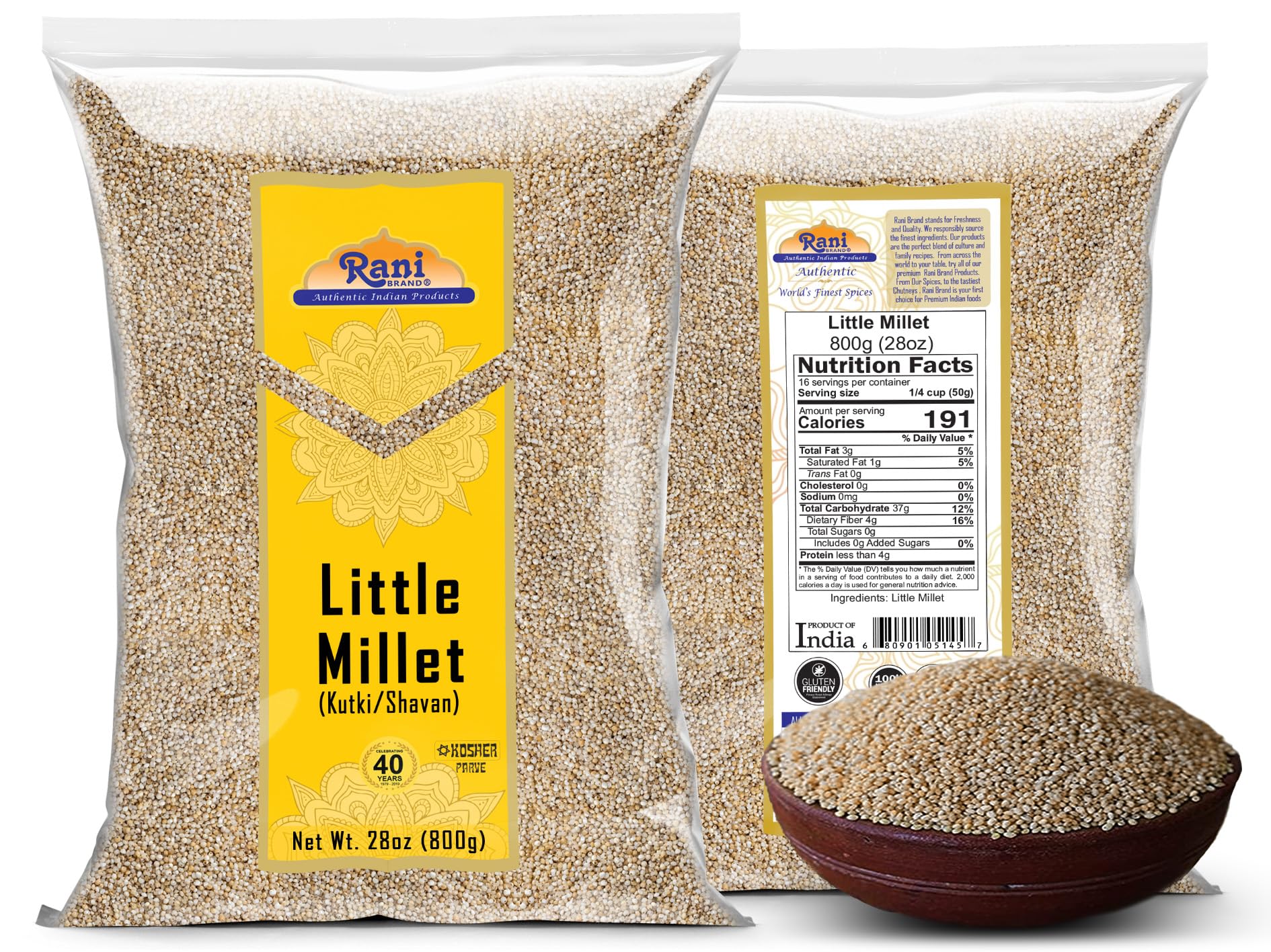 Rani Little Millet (Panicum Sumatrense) Whole Ancient Grain Seeds 28oz (800g) ~ All Natural | Gluten Friendly | NON-GMO | Kosher | Vegan | Indian Origin | Kutki / Shavan / Saamai / Sama Kannada - Image 7