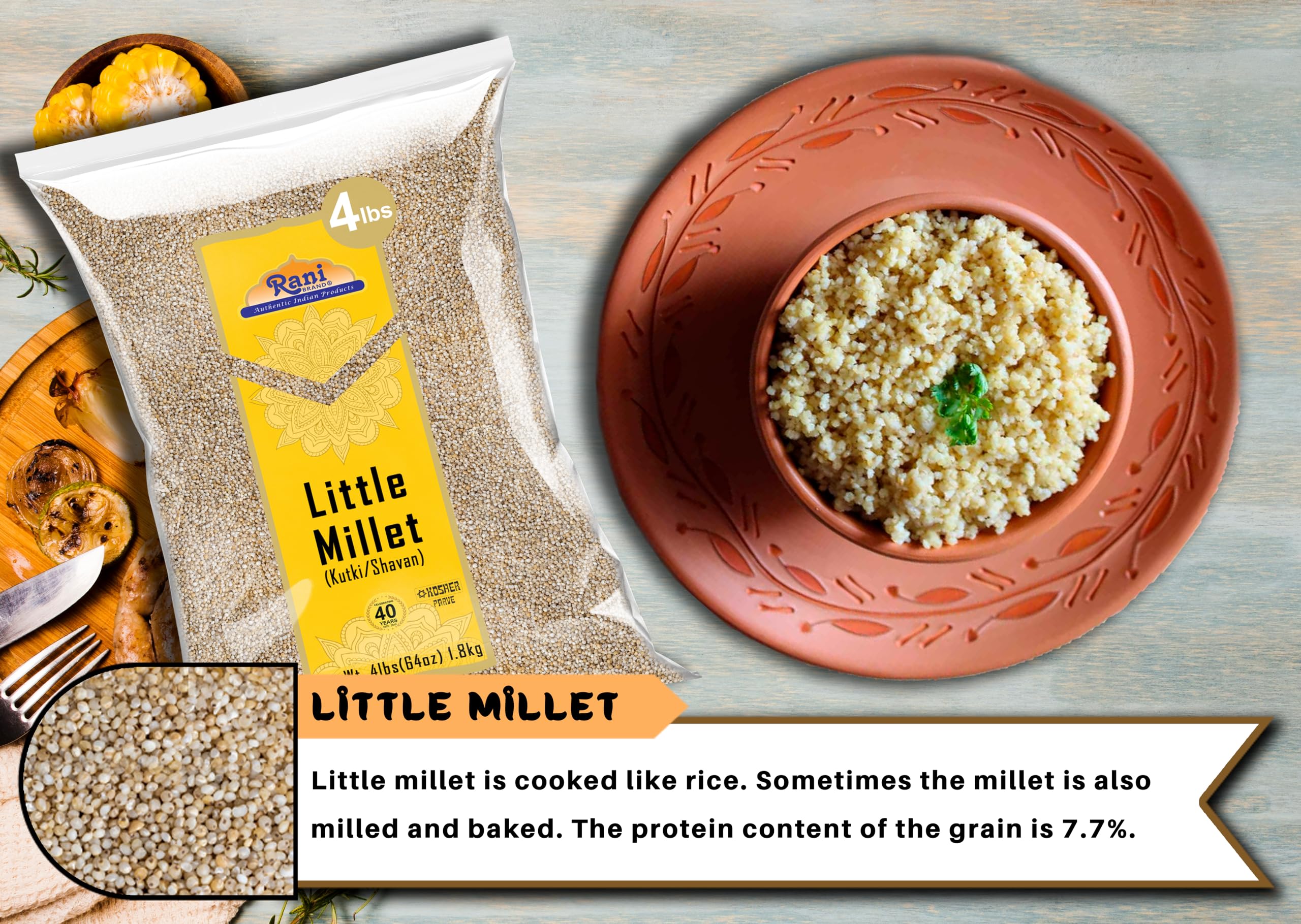 Rani Little Millet (Panicum Sumatrense) Whole Ancient Grain Seeds, 64oz (4lbs) 1.81kg~All Natural | Gluten Friendly | NON-GMO | Kosher | Vegan | Indian Origin - Image 6