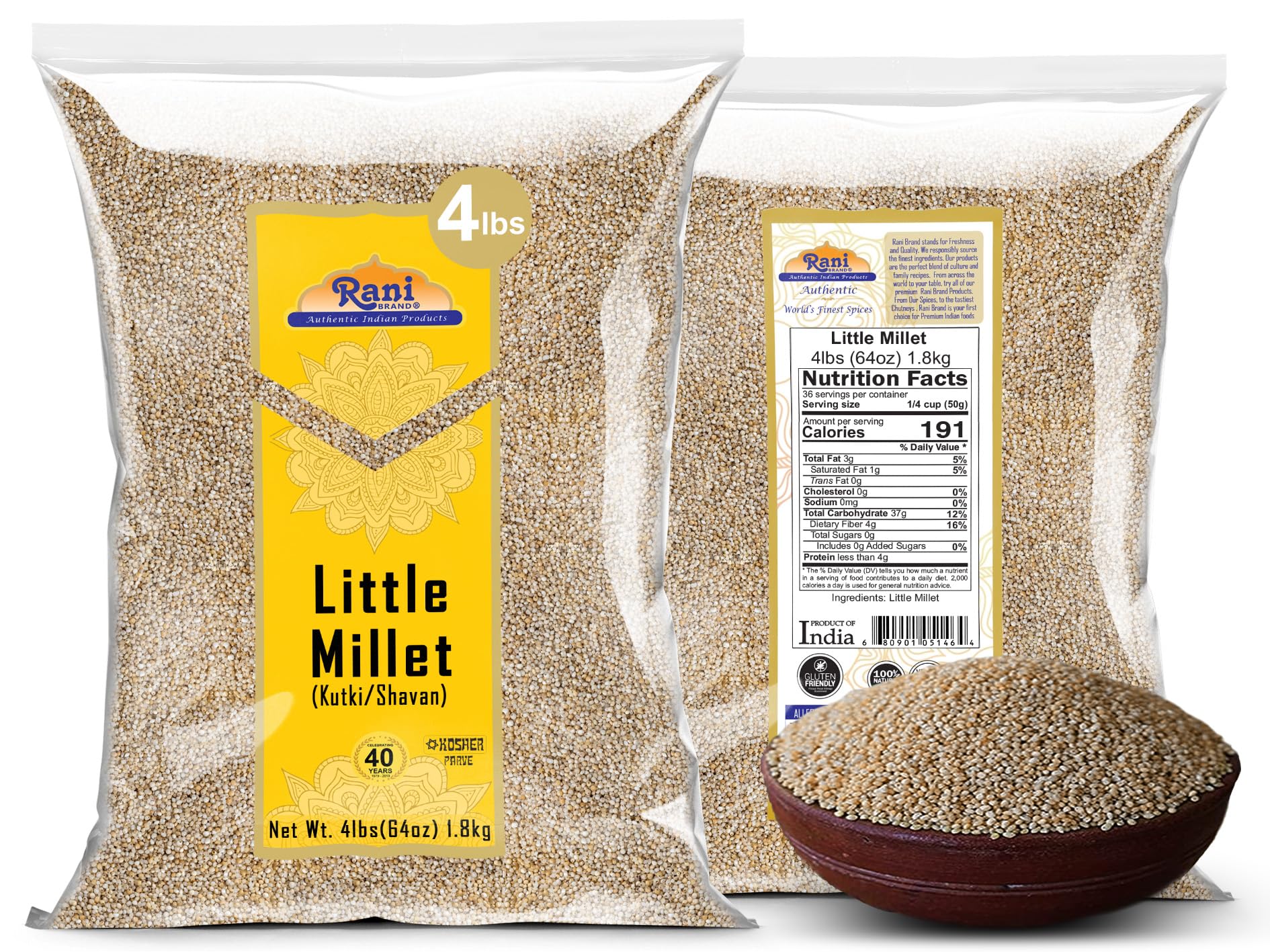 Rani Little Millet (Panicum Sumatrense) Whole Ancient Grain Seeds, 64oz (4lbs) 1.81kg~All Natural | Gluten Friendly | NON-GMO | Kosher | Vegan | Indian Origin - Image 7