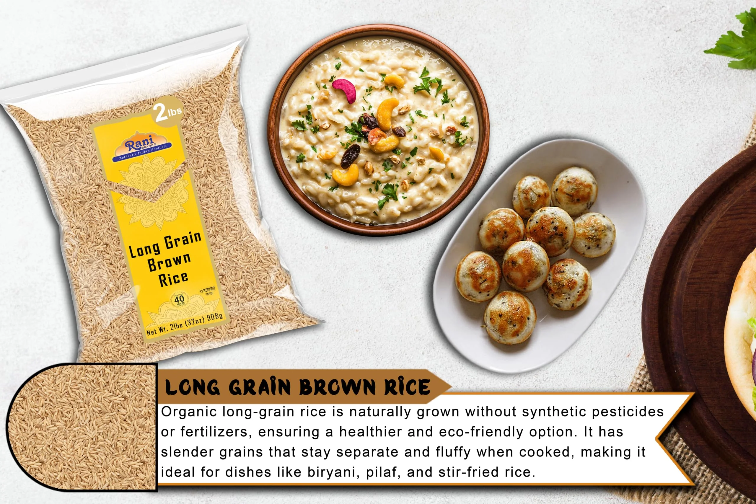Rani Long Grain Brown Rice 32oz (2lbs) 908g ~ All Natural | Gluten Friendly | Vegan | Non-GMO | Kosher | Product of USA - Image 6