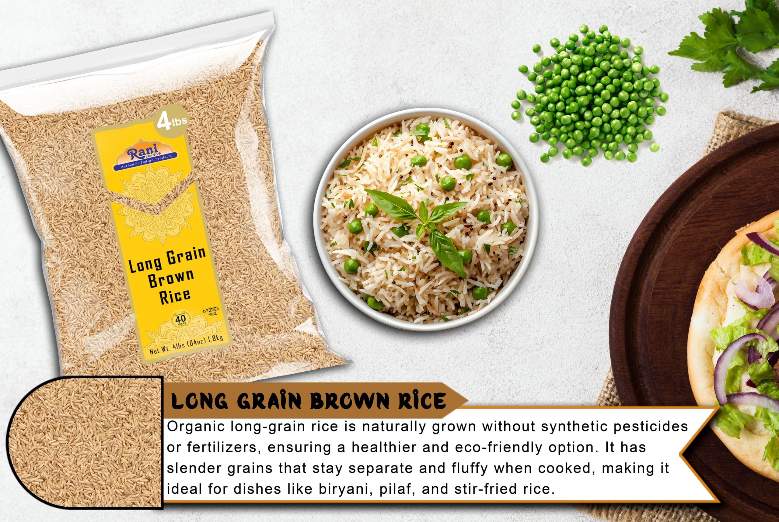 Rani Long Grain Brown Rice 64oz (4lbs) 1.81kg Bulk ~ All Natural | Gluten Friendly | Vegan | Non-GMO | Kosher | Product of USA - Image 6