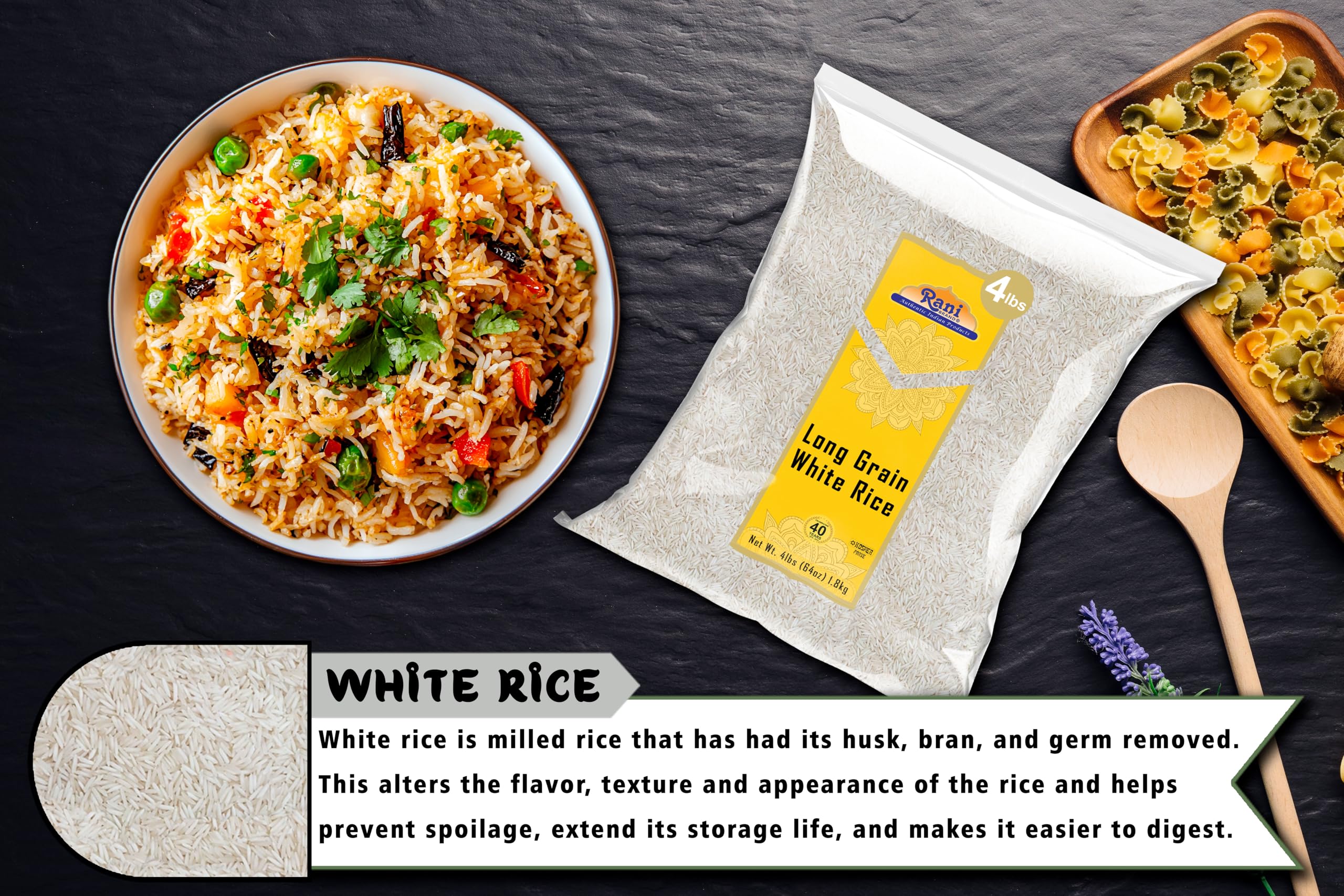 Rani Long Grain White Rice 64oz (4lbs) 1.81kg Bulk ~ All Natural | Gluten Friendly | Vegan | Non-GMO | Kosher | Product of USA - Image 6