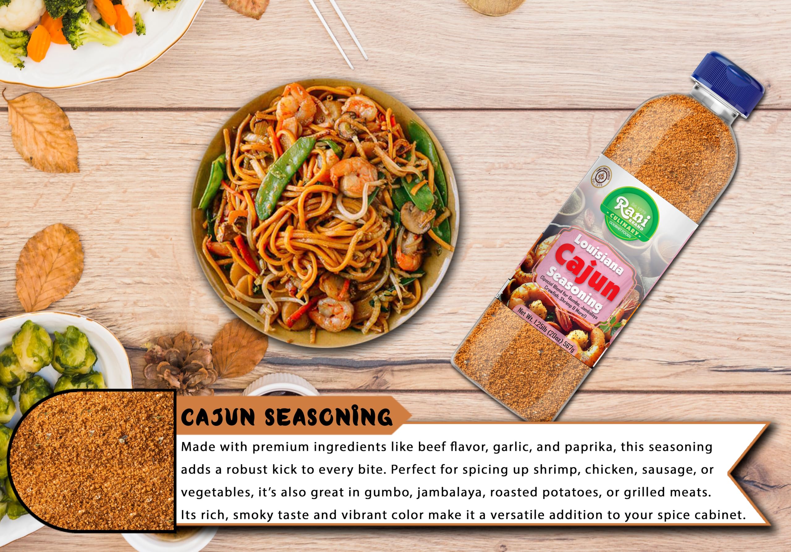 Rani Louisiana Cajun Seasoning (Special Blend for Gumbo, Jambalaya Crawfish, Shrimp) 20oz (1.25lbs) 567g PET Jar ~ All Natural | Gluten Friendly | NON-GMO | Kosher | Vegan | Product of USA - Image 6