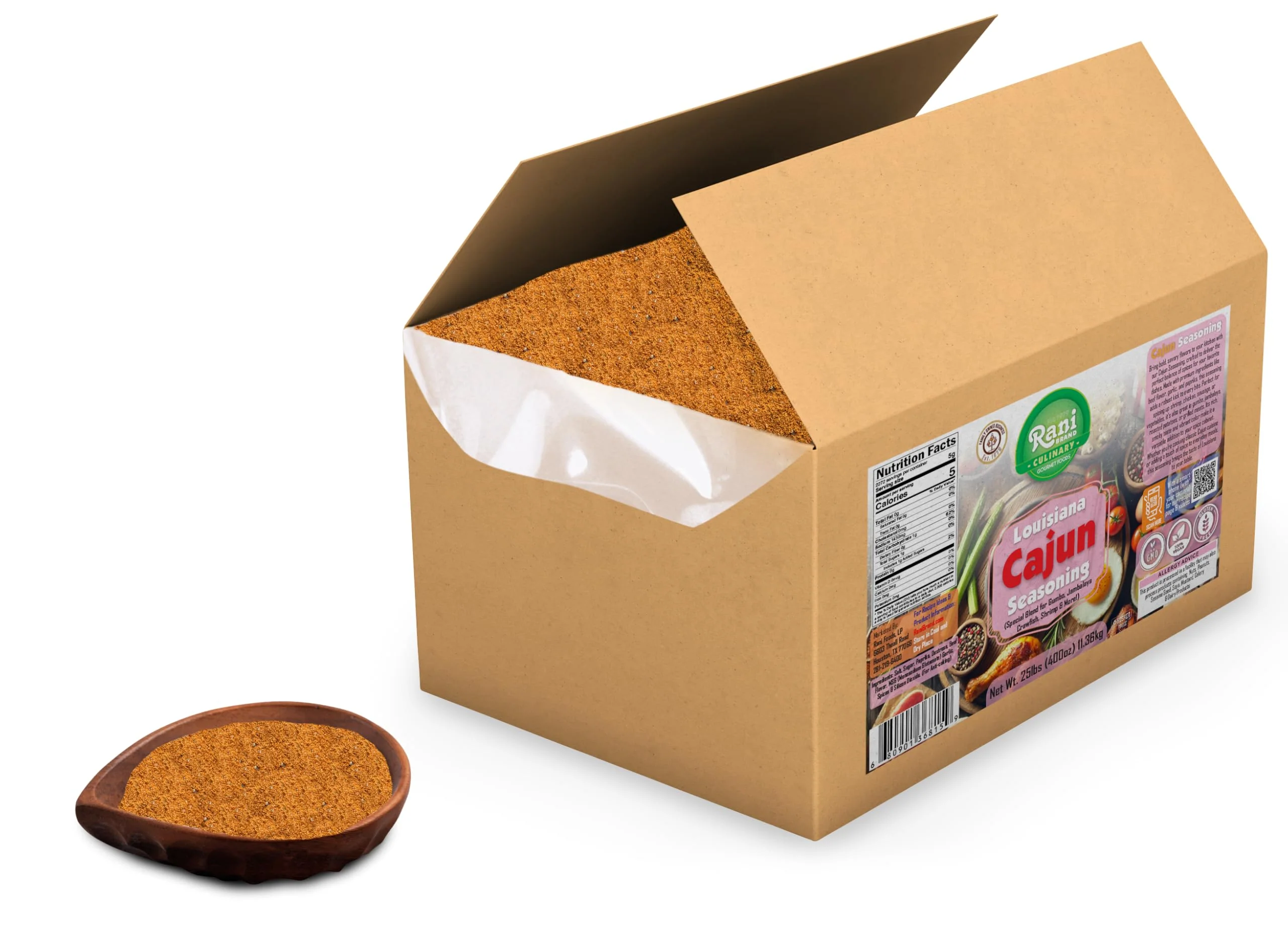 Rani Louisiana Cajun Seasoning (Special Blend for Gumbo, Jambalaya Crawfish, Shrimp) 400oz (25lbs) 11.36kg Bulk Box ~ All Natural | Gluten Friendly | NON-GMO | Kosher | Vegan | Product of USA - Image 7