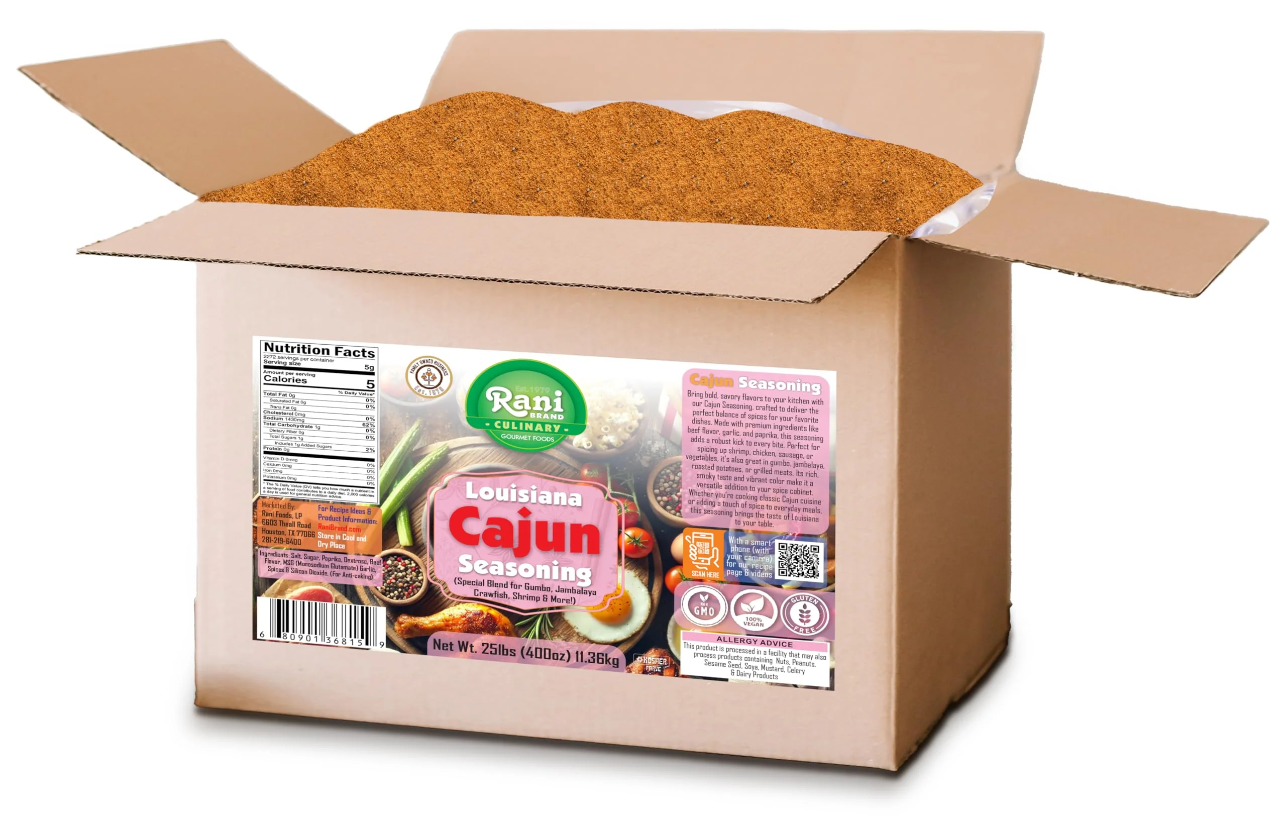 Rani Louisiana Cajun Seasoning (Special Blend for Gumbo, Jambalaya Crawfish, Shrimp) 400oz (25lbs) 11.36kg Bulk Box ~ All Natural | Gluten Friendly | NON-GMO | Kosher | Vegan | Product of USA - Image 8