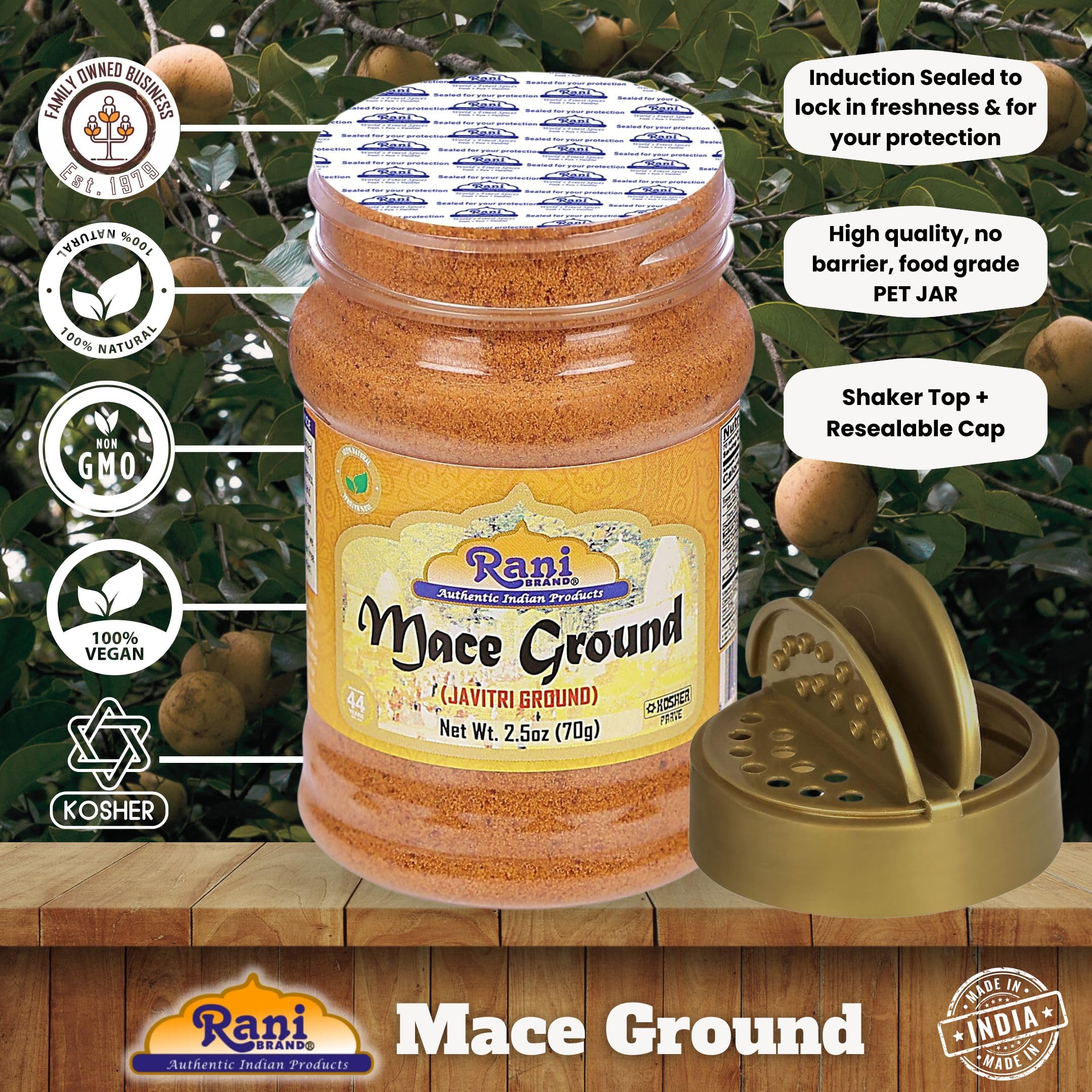 Rani Mace Ground (Javathri) Powder, Spice 2.5oz (70g) PET Jar ~ All Natural | Vegan | Gluten Friendly | NON-GMO | Kosher | Indian Origin - Image 4