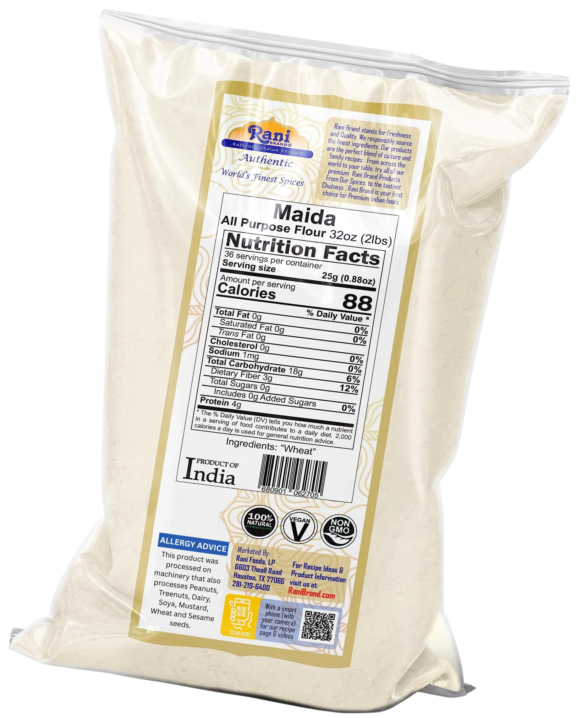 Rani Maida Flour (Indian All Purpose Flour) 32oz (2lbs) 908g Bulk ~ All Natural | Vegan | Kosher | Indian Origin - Image 7