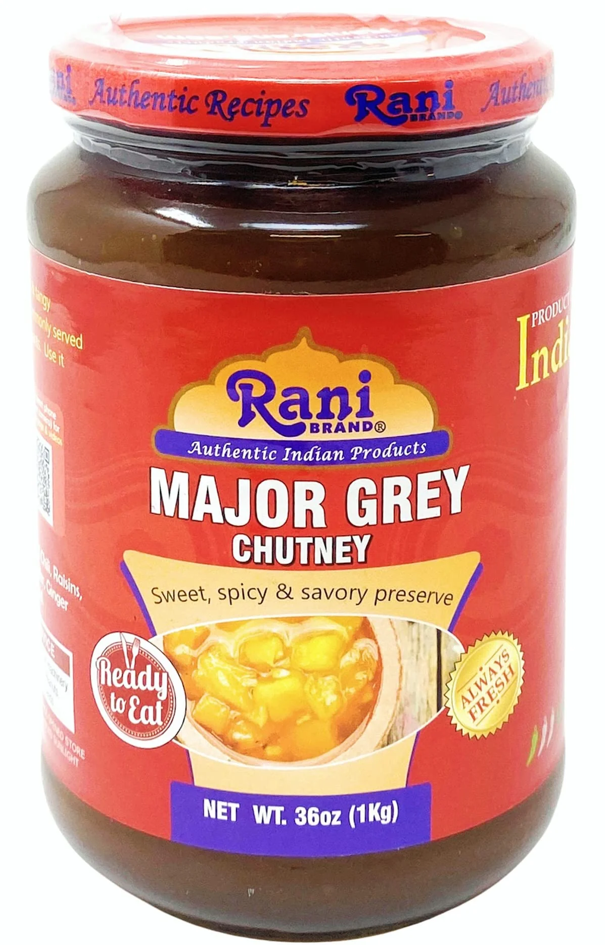 Rani Major Grey Mango Chutney (Indian Preserve) 36oz (2.2lbs) 1kg Value Pack, Glass Jar, Ready to eat, Vegan, Pack of 5+1 FREE ~ Gluten Free - Image 6