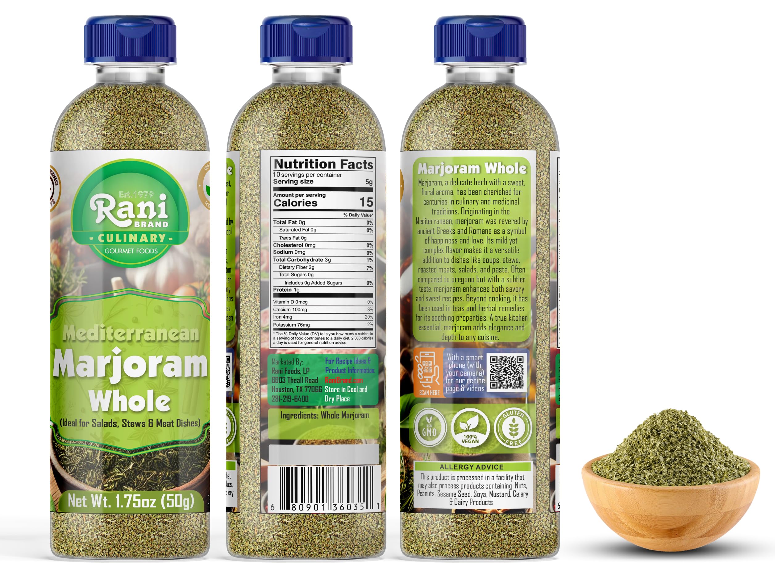 Rani Marjoram Whole (Ideal for Salads, Stews & Meat Dishes) 1.75oz (50g) PET Jar ~ All Natural | Gluten Friendly | NON-GMO | Kosher | Vegan | Product of USA - Image 7
