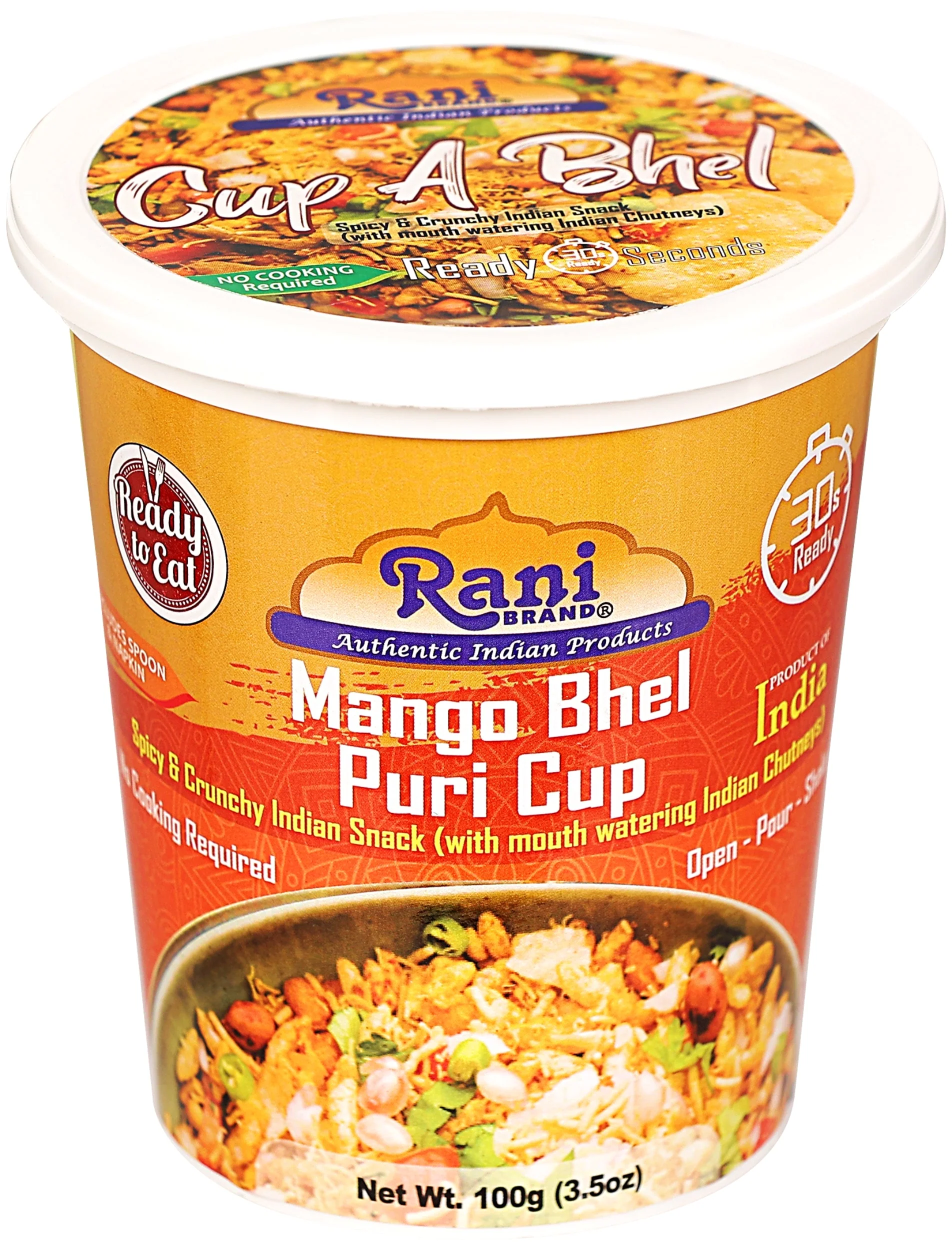 Rani Mango Bhel Puri Cup (Spicy & Crunchy Indian Snack w/ mouth watering Indian Chutneys) 3.5oz (100g), Pack of 6+1 FREE ~ Ready to Eat | Vegan | NON-GMO | Indian Origin - Image 7