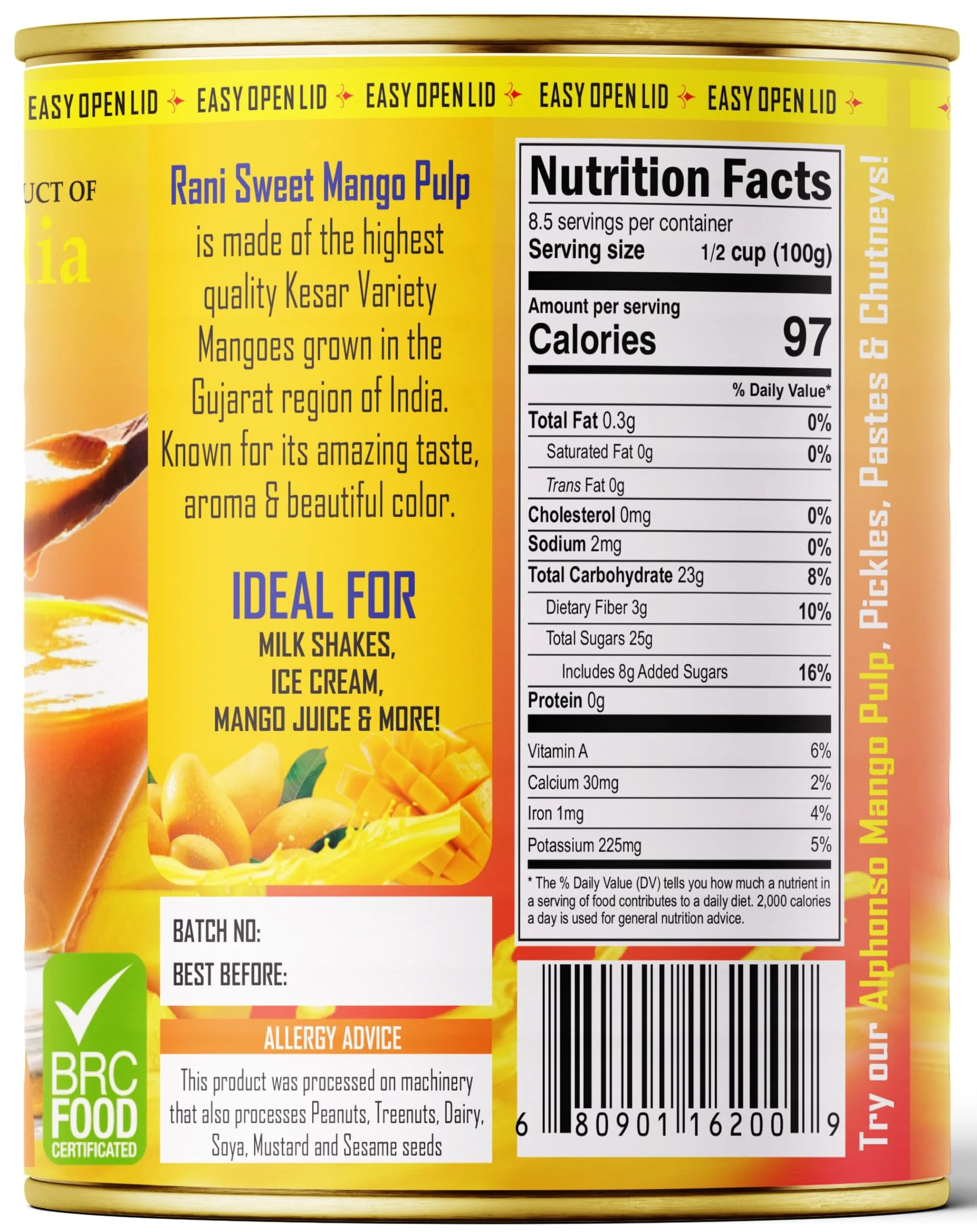 Rani Mango Pulp Puree (Kesar Sweetened) 30oz (1.875lbs) 850g Pack of 2 ~ Kosher | All Natural | NON-GMO | Vegan | No colors | Gluten Friendly - Image 10