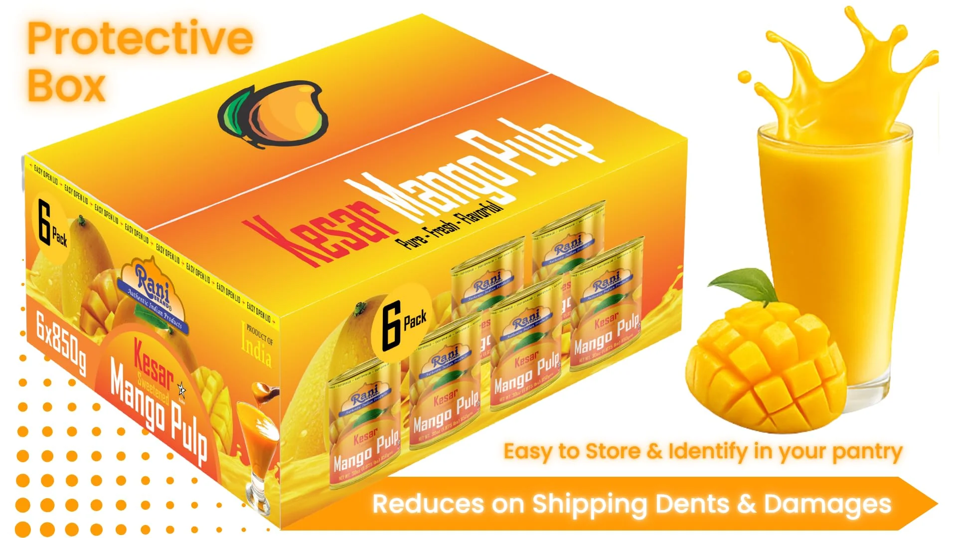 Rani Mango Pulp Puree (Kesar Sweetened) 30oz (1.875lbs) 850g Pack of 2 ~ Kosher | All Natural | NON-GMO | Vegan | No colors | Gluten Friendly - Image 13