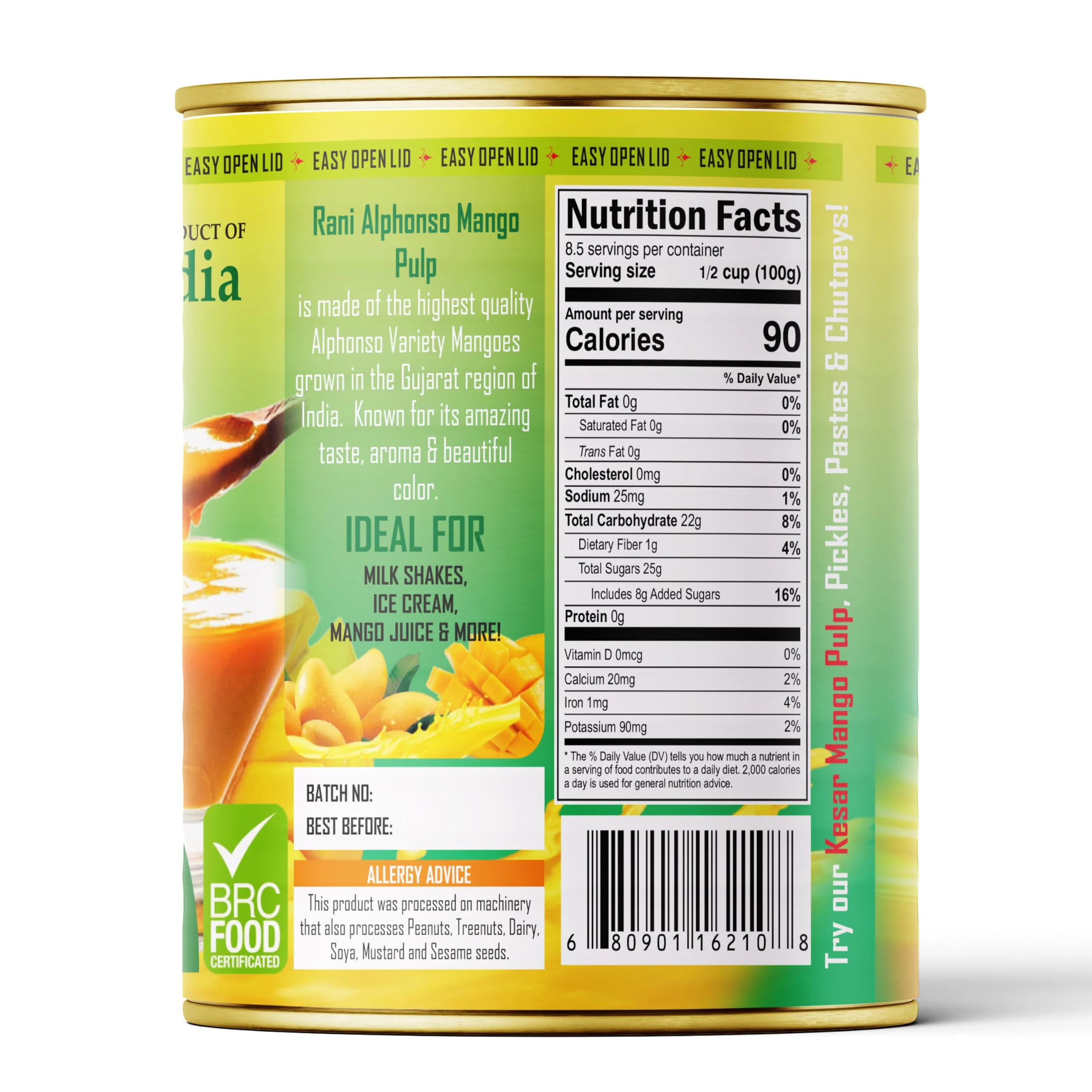 Rani Mango Pulp Puree (Makes Mango Lassi Shakes) Alphonso Sweetened 30oz (1.875lbs) 850g Pack of 2 ~ Kosher | All Natural | NON-GMO | Vegan | No colors | Gluten Friendly | Indian Origin - Image 10