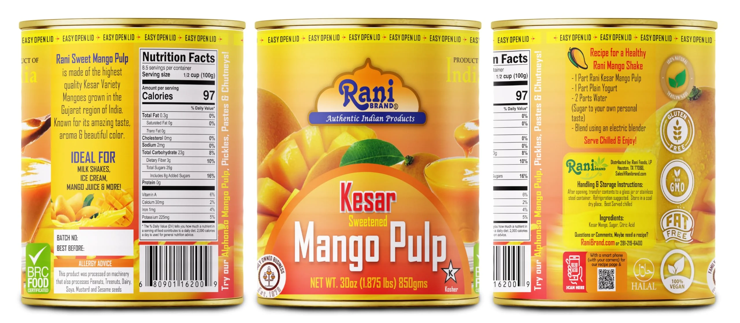 Rani Mango Pulp Puree (Kesar Sweetened) {3 Sizes Available) - Image 8