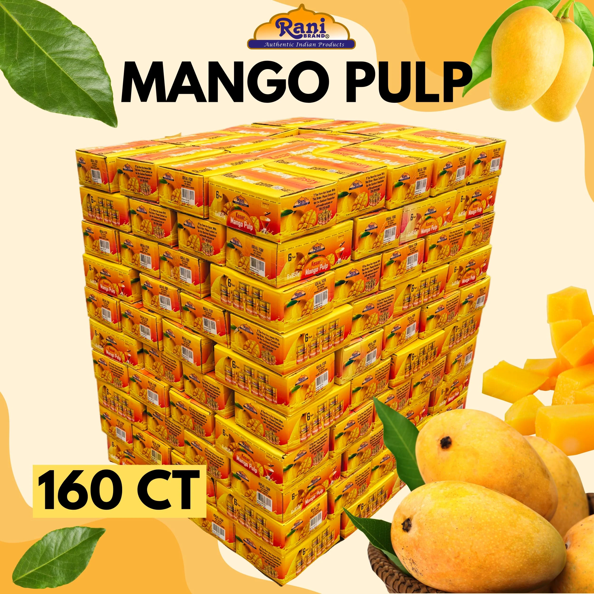 Rani Mango Pulp Puree (Makes Mango Lassi Shakes) Kesar Sweetened 30oz (1.875lbs) 850g Pack of 6, 160 cases Pallet ~ Kosher | All Natural | NON-GMO | Vegan | No colors | Gluten Friendly | Indian Origin - Image 3