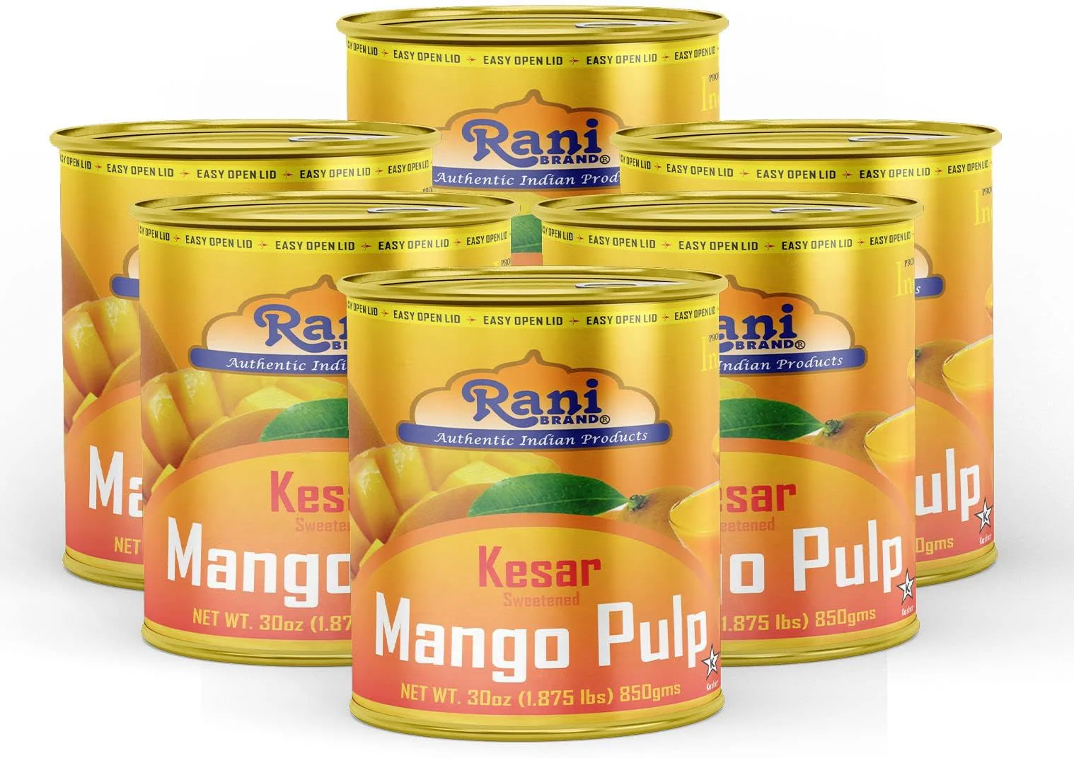 Rani Mango Pulp Puree (Makes Mango Lassi Shakes) Kesar Sweetened 30oz (1.875lbs) 850g Pack of 6, 160 cases Pallet ~ Kosher | All Natural | NON-GMO | Vegan | No colors | Gluten Friendly | Indian Origin - Image 4