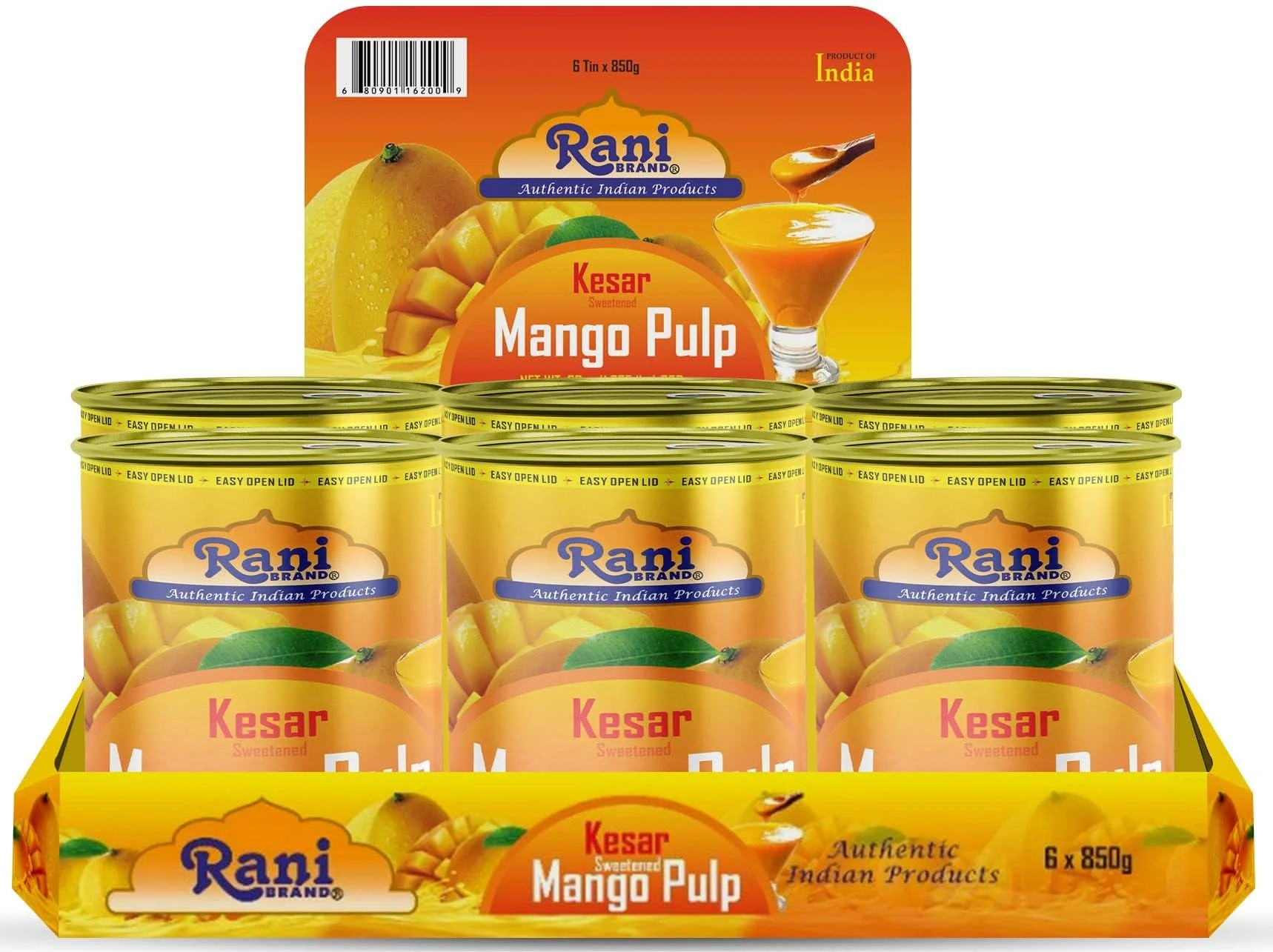 Rani Mango Pulp Puree (Makes Mango Lassi Shakes) Kesar Sweetened 30oz (1.875lbs) 850g Pack of 6, 160 cases Pallet ~ Kosher | All Natural | NON-GMO | Vegan | No colors | Gluten Friendly | Indian Origin - Image 5