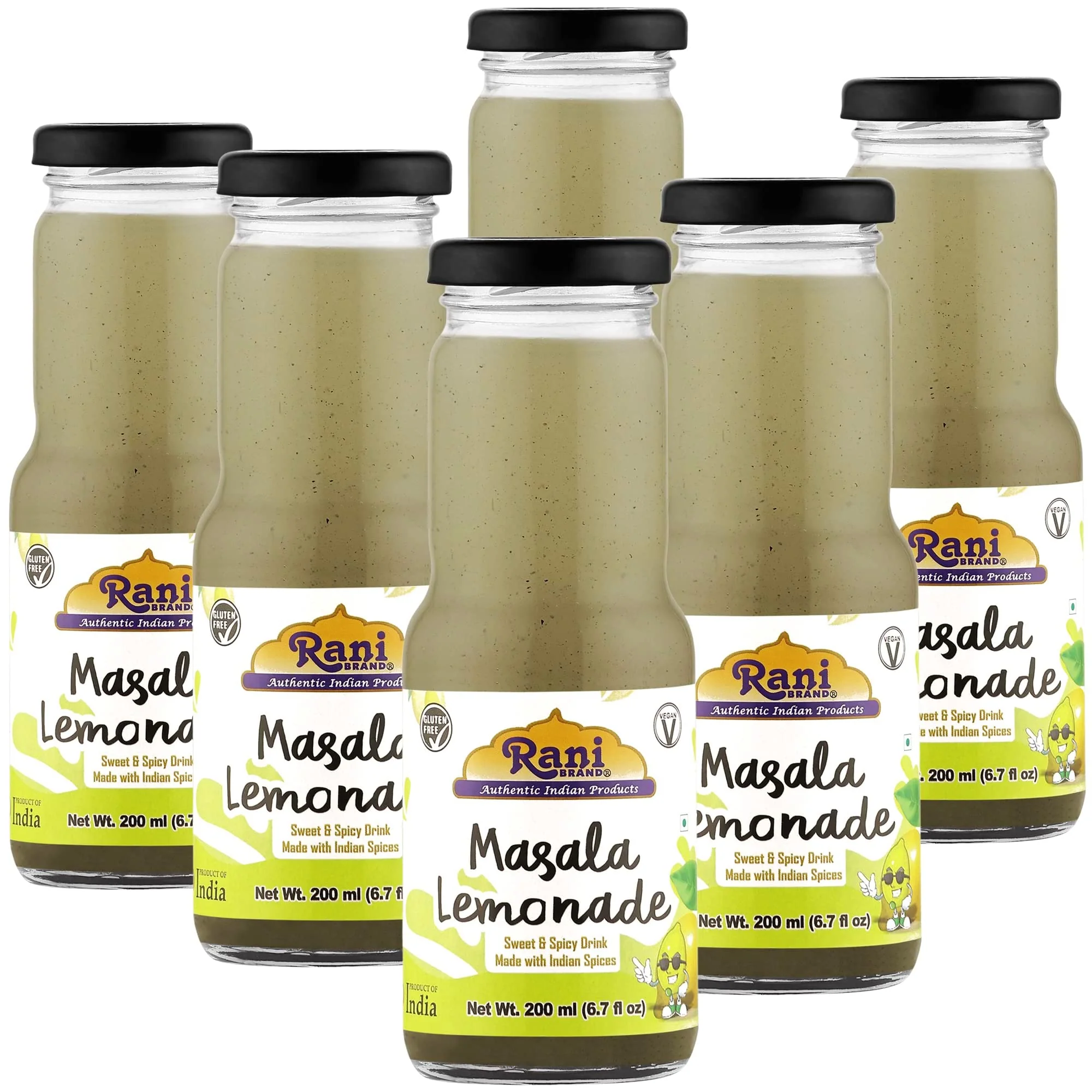 Rani Masala Lemonade 6.7 fl oz (200 ml) Glass Bottle, Pack of 6 ~ Indian Fruit Beverage | Vegan | Gluten Free | NON-GMO | Indian Origin