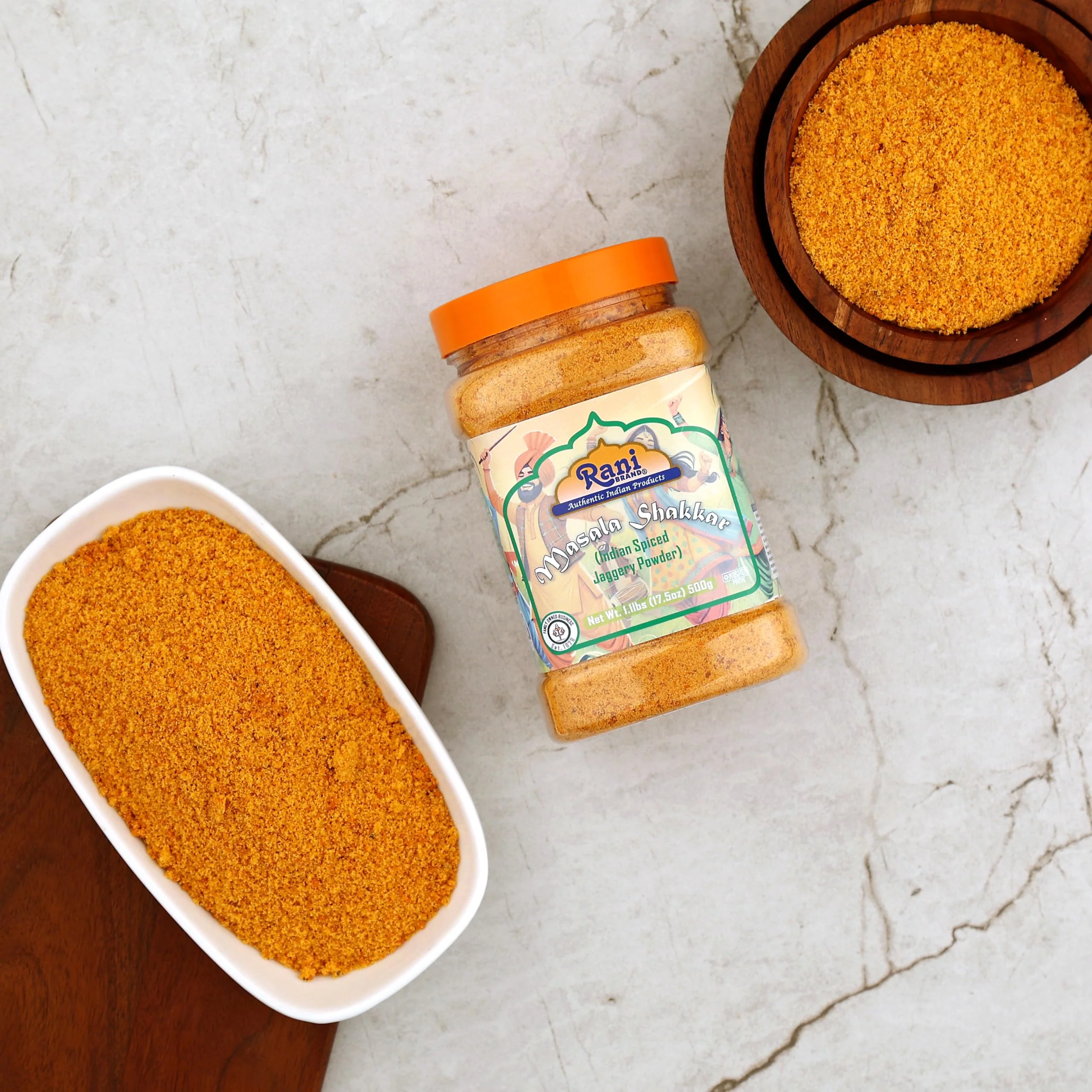 Rani Masala Shakkar (Indian Spiced Jaggery Powder) Unrefined Raw Cane Sugar 17.5oz (1.1lbs) 500g PET Jar ~ Gluten Friendly | Vegan | NON-GMO | Kosher | No Salt or fillers | Indian Product - Image 5