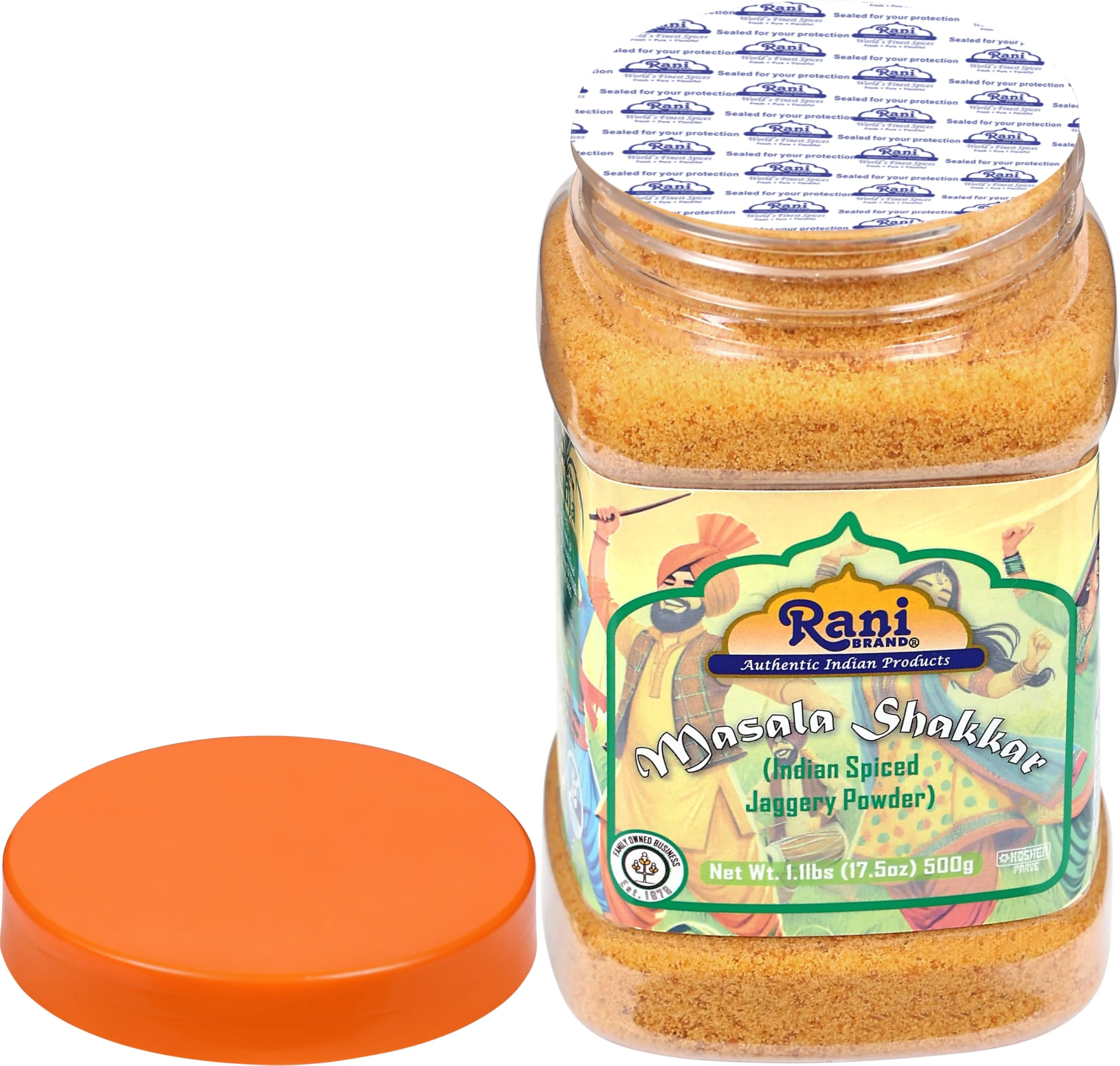 Rani Masala Shakkar (Indian Spiced Jaggery Powder) Unrefined Raw Cane Sugar 17.5oz (1.1lbs) 500g PET Jar ~ Gluten Friendly | Vegan | NON-GMO | Kosher | No Salt or fillers | Indian Product - Image 7
