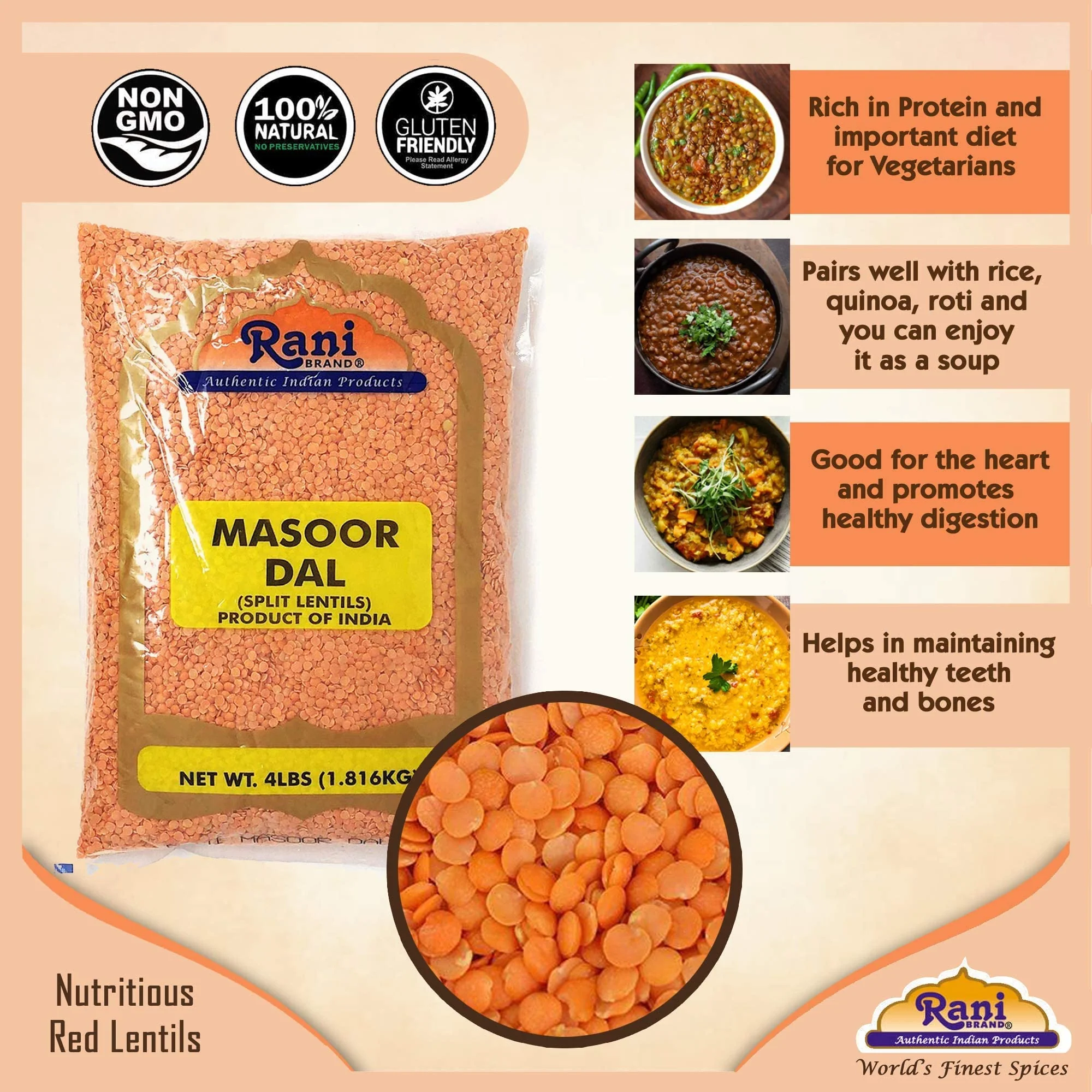 Rani Masoor (Red Lentils) {9 Sizes Available} - Image 6