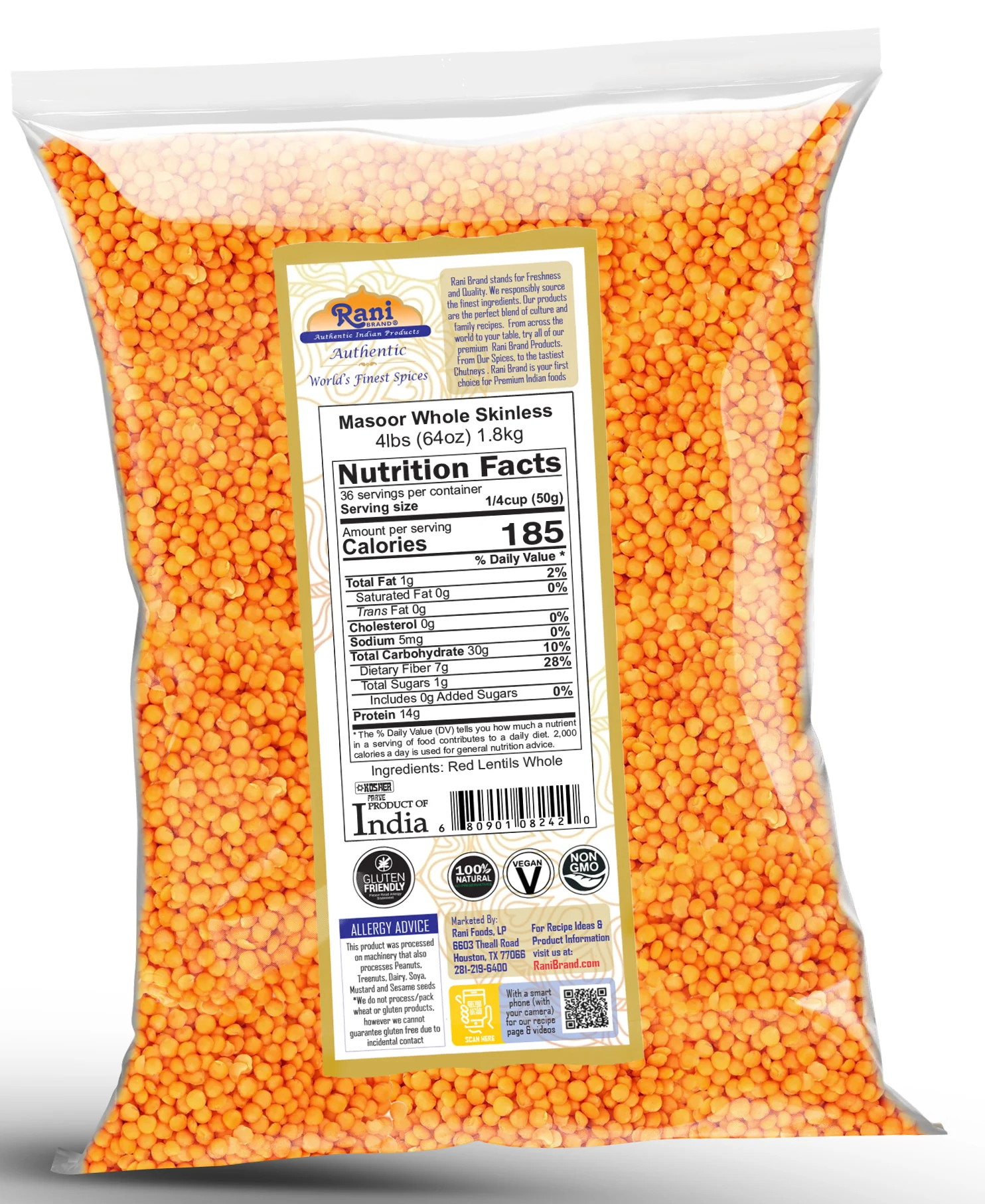 Rani Masoor Gota (Football) Indian Red Lentils Skinless 64oz (4lbs) 1.81kg ~ All Natural | Gluten Friendly | NON-GMO | Kosher | Vegan | Product of USA - Image 6