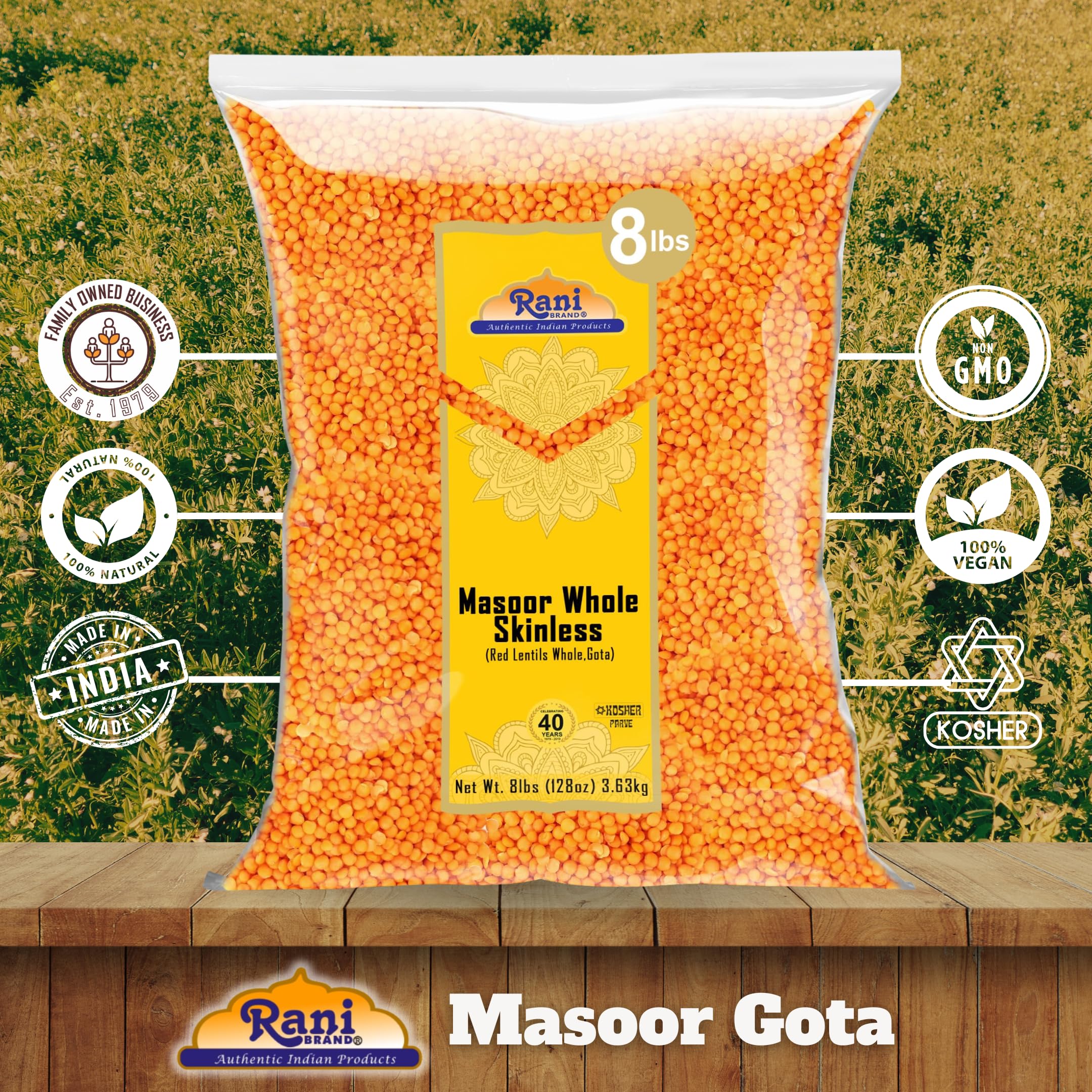Rani Masoor Gota (Football) Indian Red Lentils Skinless 128oz (8lbs) 3.63kg Bulk ~ All Natural | Gluten Friendly | NON-GMO | Kosher | Vegan | Product of USA - Image 4