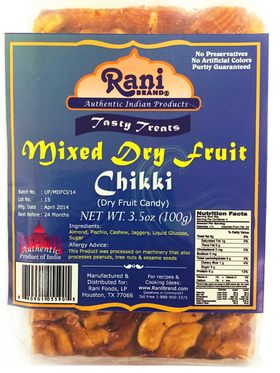 Rani Mixed Dry Fruit Chikki 100g (3.5oz) {3 Options Available} - Image 2