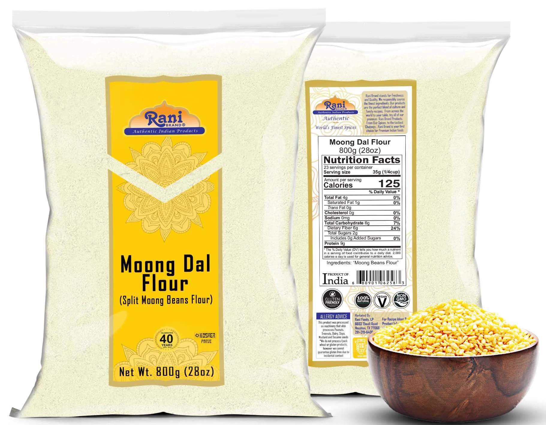Rani Moong Flour (Mung Bean Flour, Green Gram Flour) 28oz (1.75lbs) 800g ~ All Natural | Vegan | Gluten Friendly | NON-GMO | Kosher | Indian Origin - Image 8