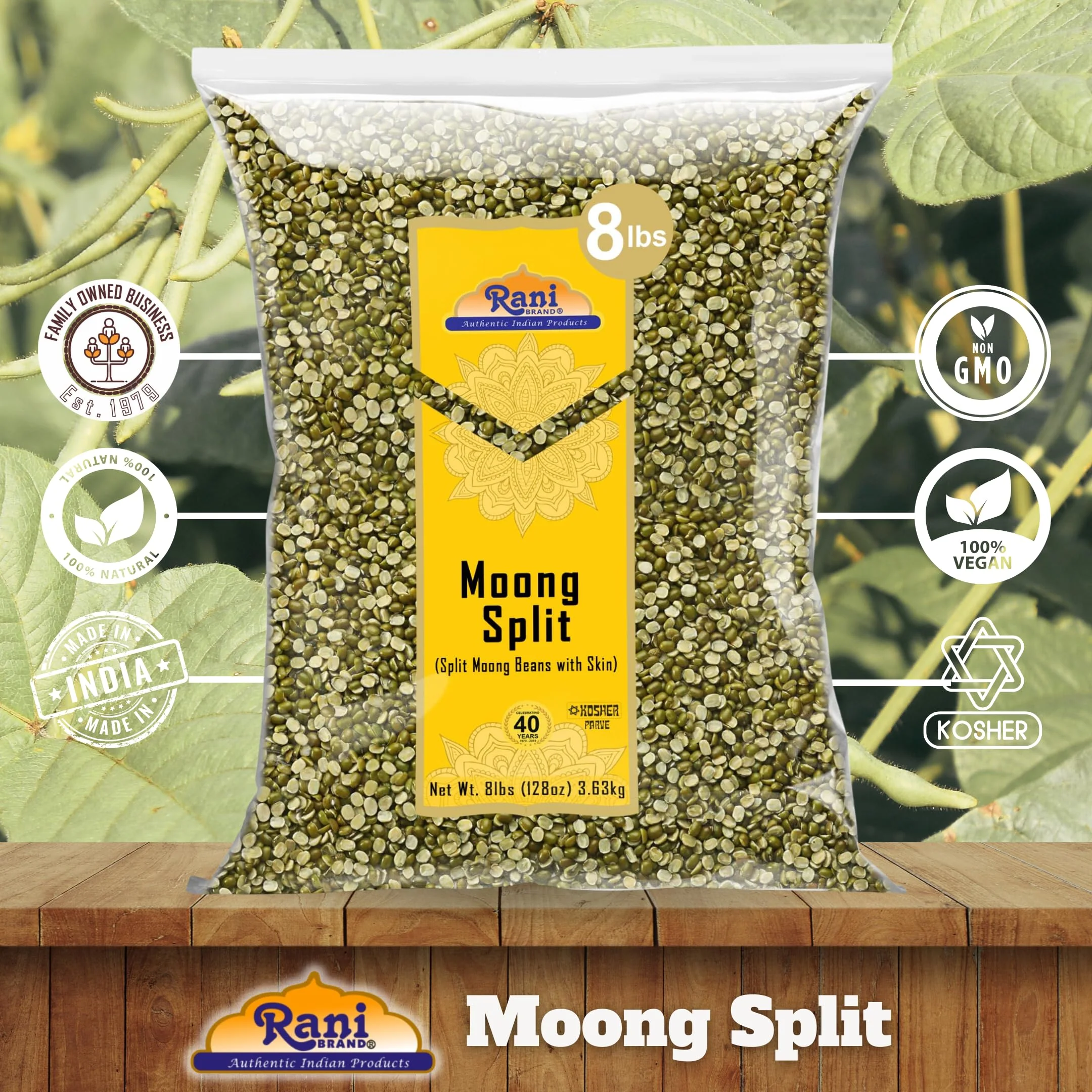Rani Moong Split (Split Mung Beans with Skin) Lentils Indian 128oz (8lbs) 3.63kg Bulk ~ All Natural | Gluten Friendly | Non-GMO | Kosher | Vegan | Indian Origin - Image 4