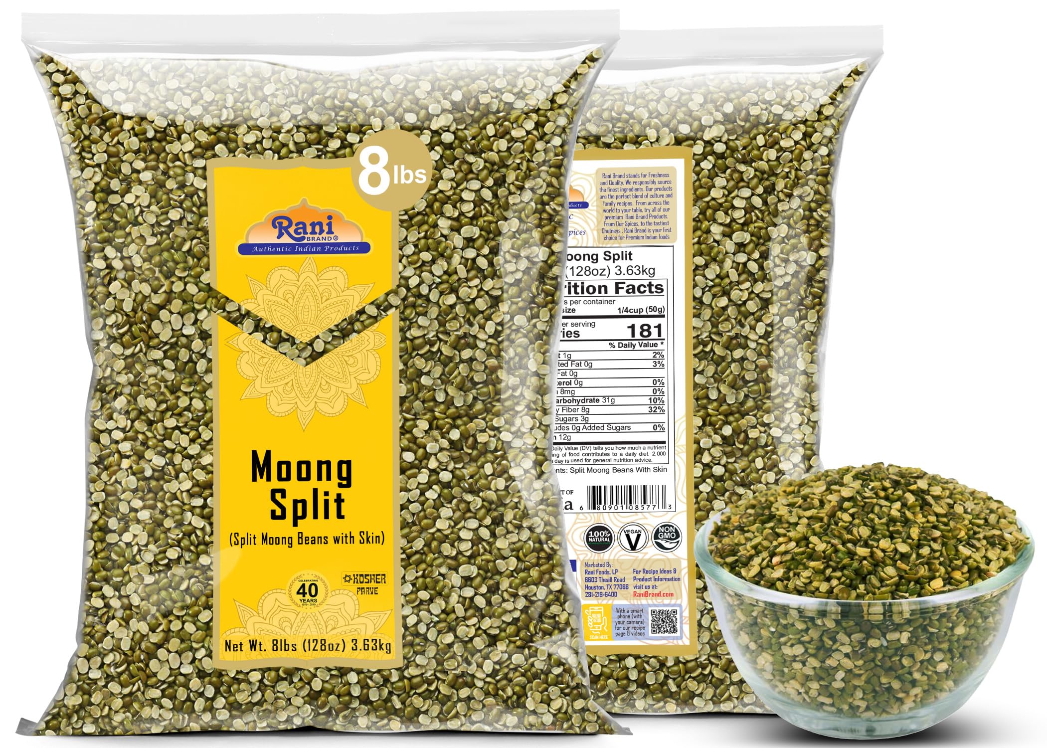 Rani Moong Split (Split Mung Beans with Skin) Lentils Indian 128oz (8lbs) 3.63kg Bulk ~ All Natural | Gluten Friendly | Non-GMO | Kosher | Vegan | Indian Origin - Image 6