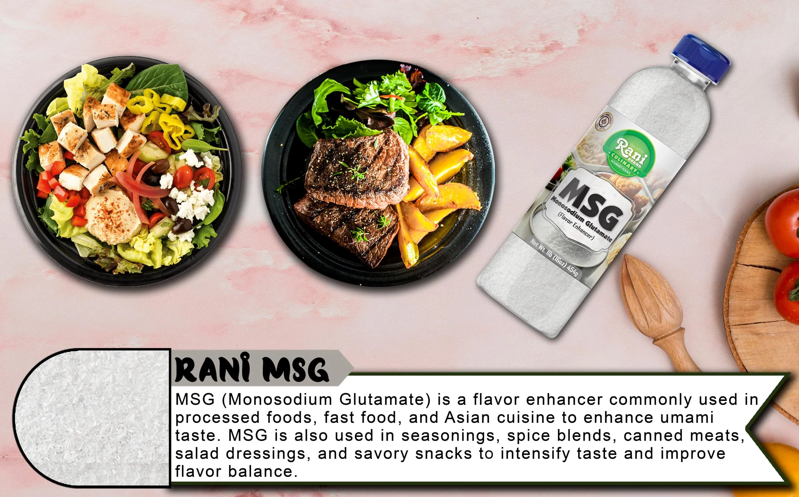 Rani MSG (Monosodium Glutamate) 16oz (1lb) 454g PET Jar ~ Flavor Enhancer, Umami Seasoning, Perfect for stir-frying, roasting, soups | Gluten Friendly | Vegan | NON-GMO | Kosher | Product of USA - Image 6