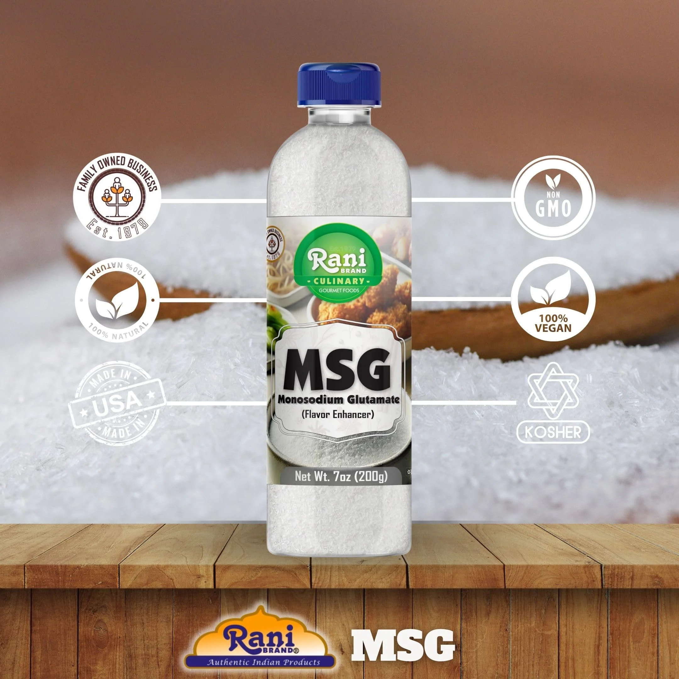 Rani MSG (Monosodium Glutamate) 7oz (200g) PET Jar ~ Flavor Enhancer, Umami Seasoning, Perfect for stir-frying, roasting, soups | Gluten Friendly | Vegan | NON-GMO | Kosher | Product of USA - Image 4