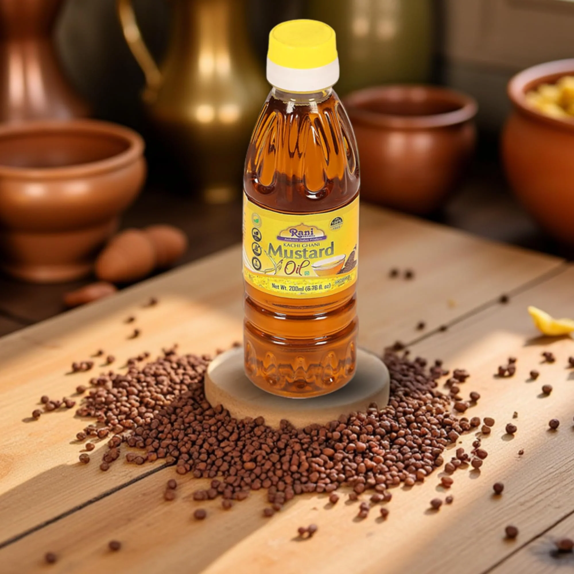 Rani Mustard Oil (Kachi Ghani) 6.76 Ounce (200ml) NON-GMO | Gluten Free | Kosher | Vegan | 100% Natural - Image 3