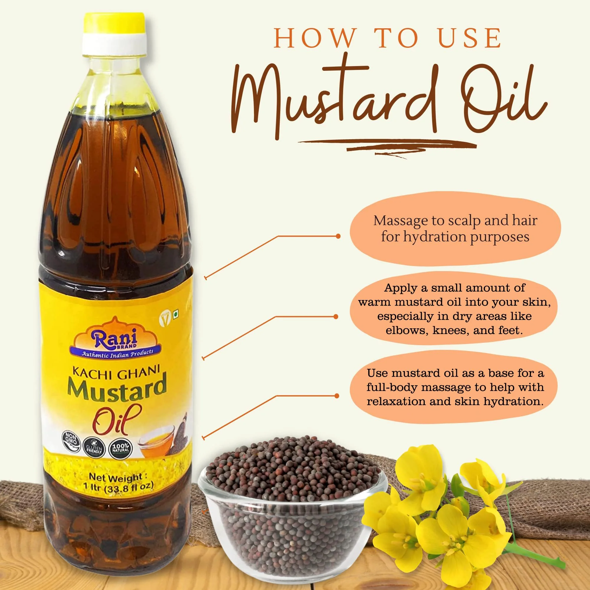 Rani Mustard Oil (Kachi Ghani) 6.76 Ounce (200ml) NON-GMO | Gluten Free | Kosher | Vegan | 100% Natural - Image 6