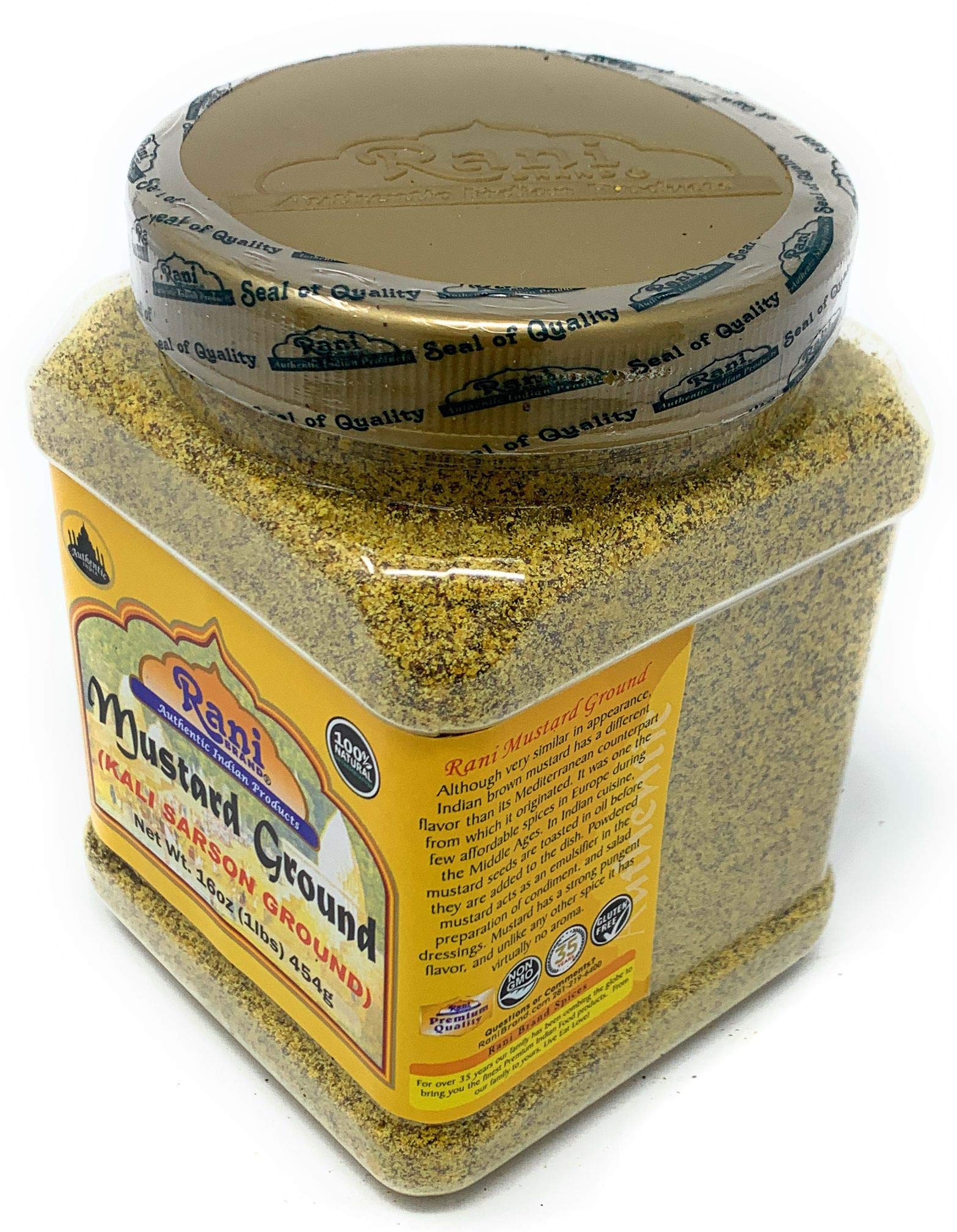Rani Mustard Seeds Ground, Powder Spice (Rai Sarson) 16oz (1lb) 454g PET Jar ~ All Natural | Gluten Friendly | NON-GMO | Vegan | Indian Origin - Image 5