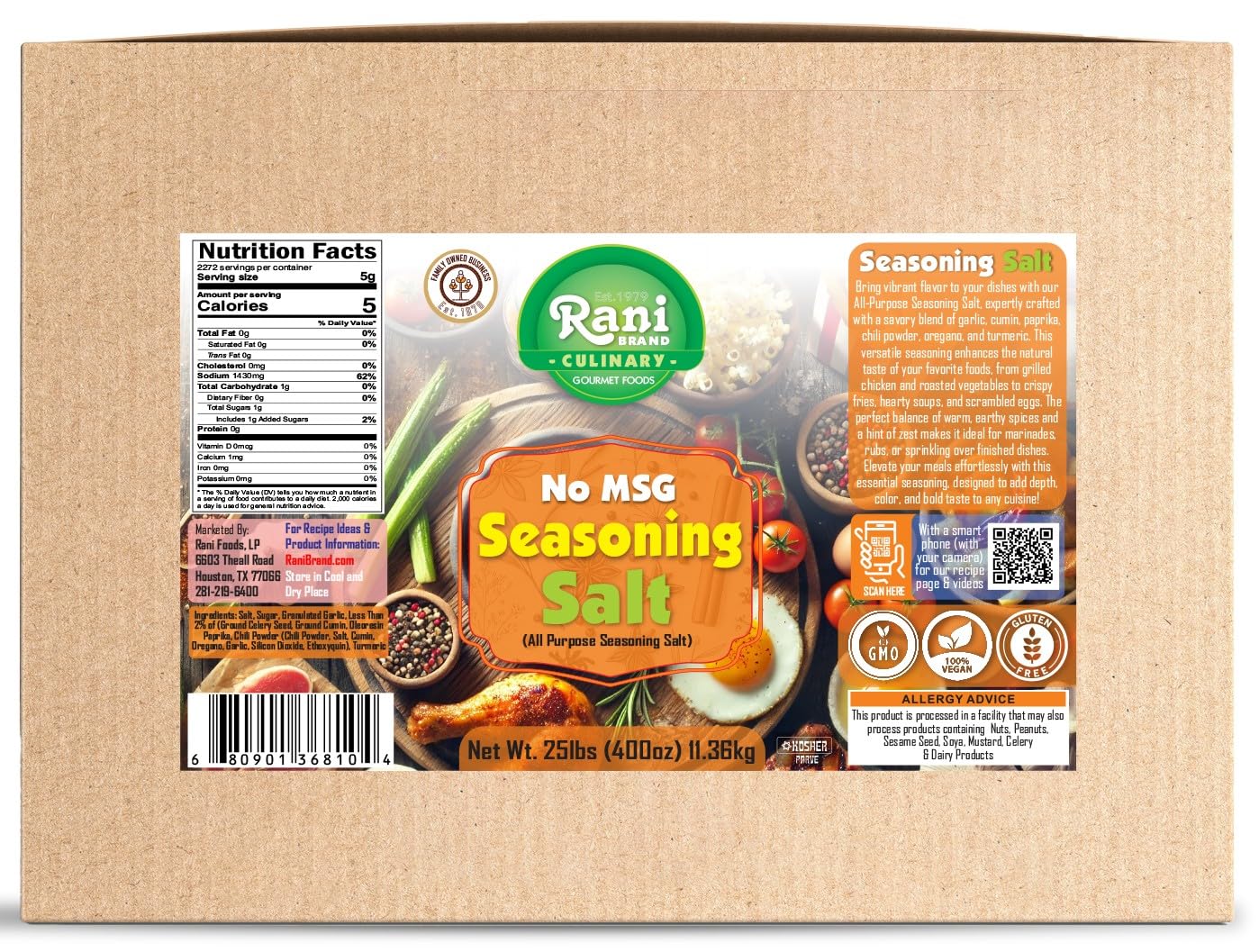 Rani No MSG Seasoning Salt (All Purpose Seasonign Salt) 400oz (25lbs) 11.36kg Bulk Box ~ All Natural | Gluten Friendly | NON-GMO | Kosher | Vegan | Product of USA - Image 10