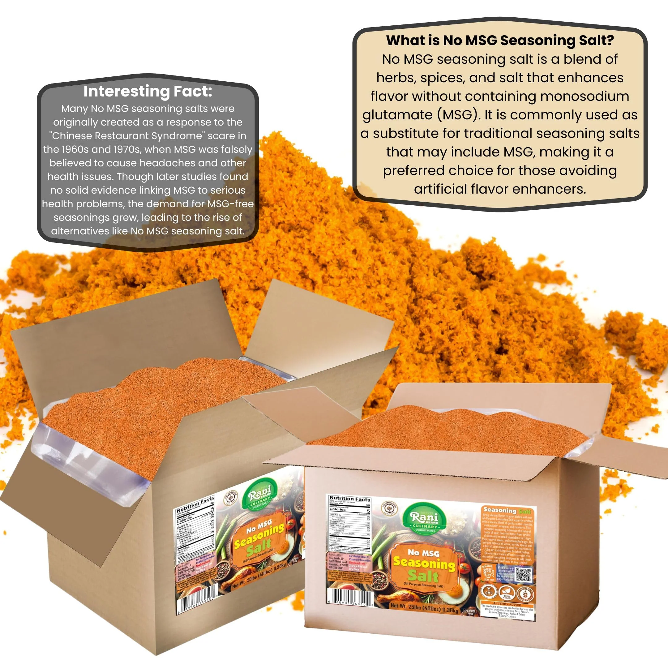 Rani No MSG Seasoning Salt (All Purpose Seasonign Salt) 400oz (25lbs) 11.36kg Bulk Box ~ All Natural | Gluten Friendly | NON-GMO | Kosher | Vegan | Product of USA - Image 3