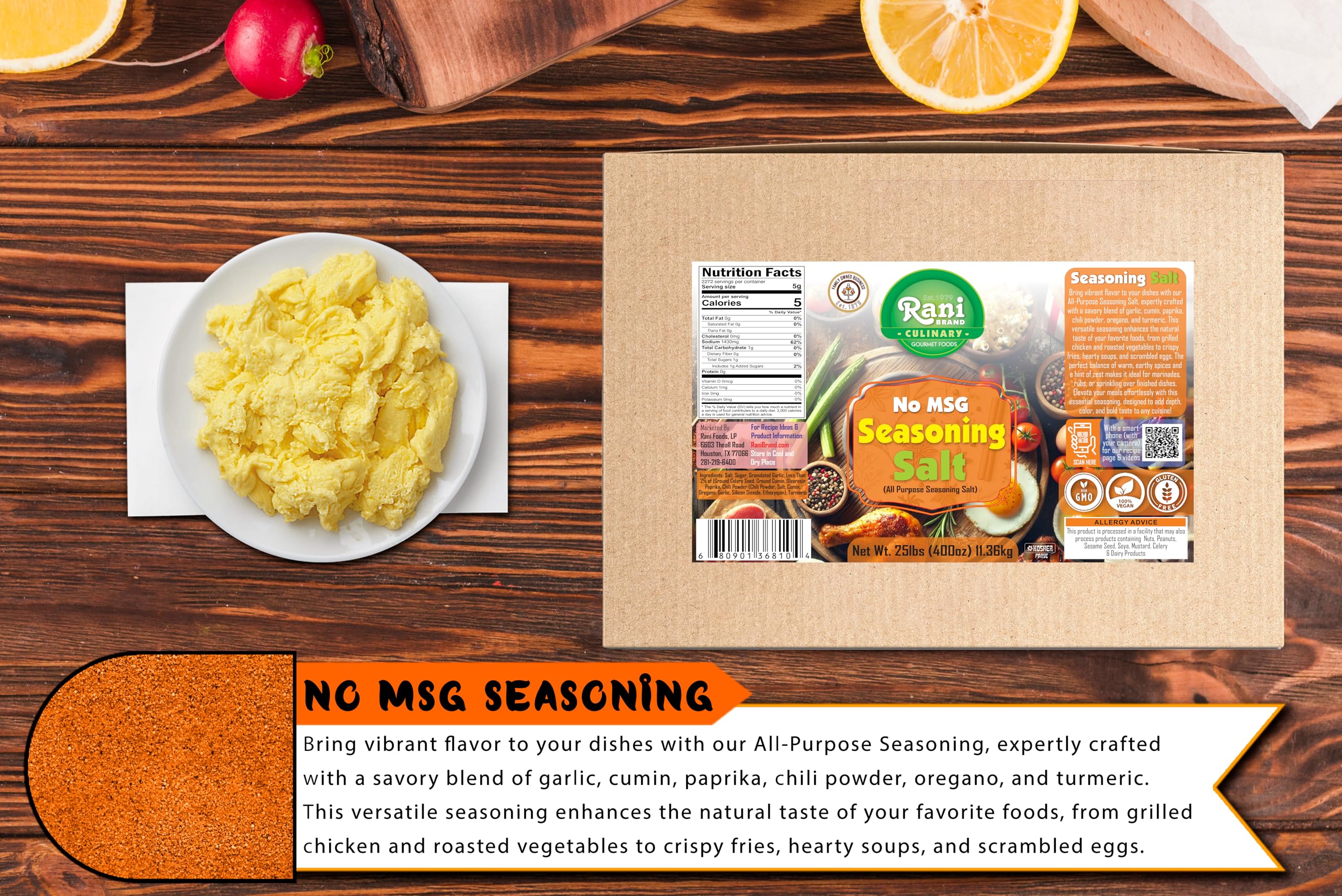 Rani No MSG Seasoning Salt (All Purpose Seasonign Salt) 400oz (25lbs) 11.36kg Bulk Box ~ All Natural | Gluten Friendly | NON-GMO | Kosher | Vegan | Product of USA - Image 6
