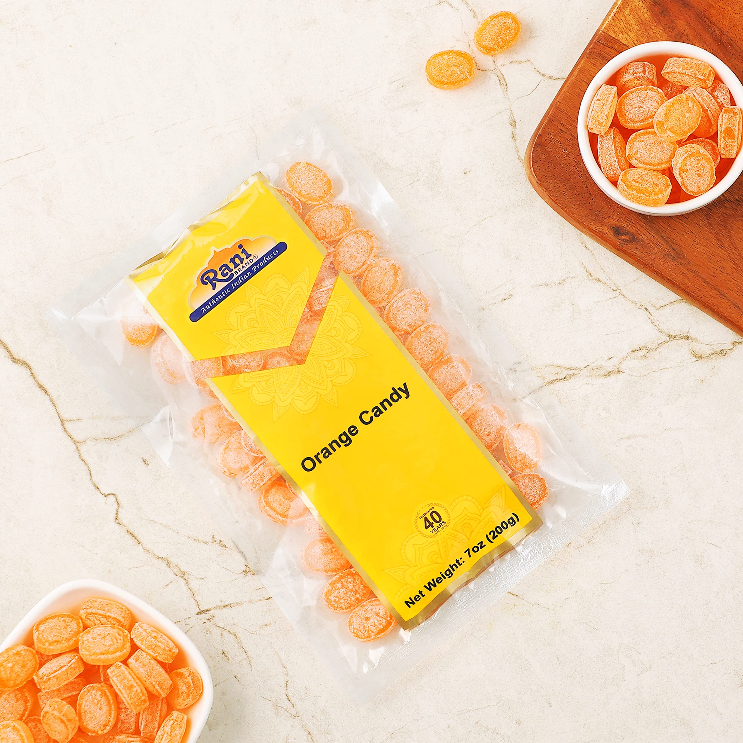 Rani Orange Candy 7oz (200g) ~ Indian Tasty Treats | Vegan | Gluten Friendly | NON-GMO | Indian Origin - Image 2