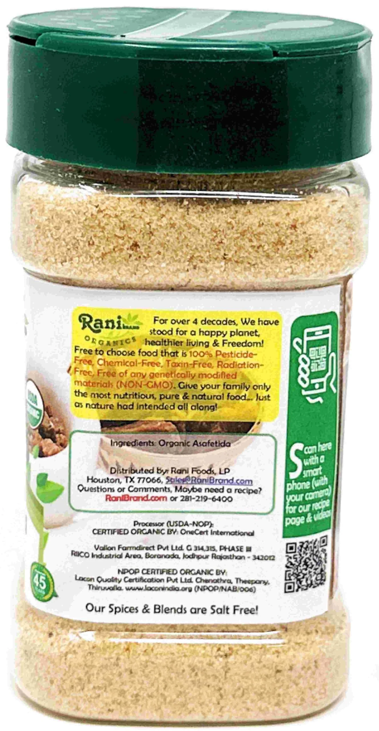 Rani Organic Asafetida (Hing) Ground 3.75oz (106g) PET Jar ~ All Natural | Salt Free | Vegan | Non-GMO | Kosher | Asafoetida Indian Spice | Best for Onion Garlic Substitute | USDA Certified Organic - Image 7