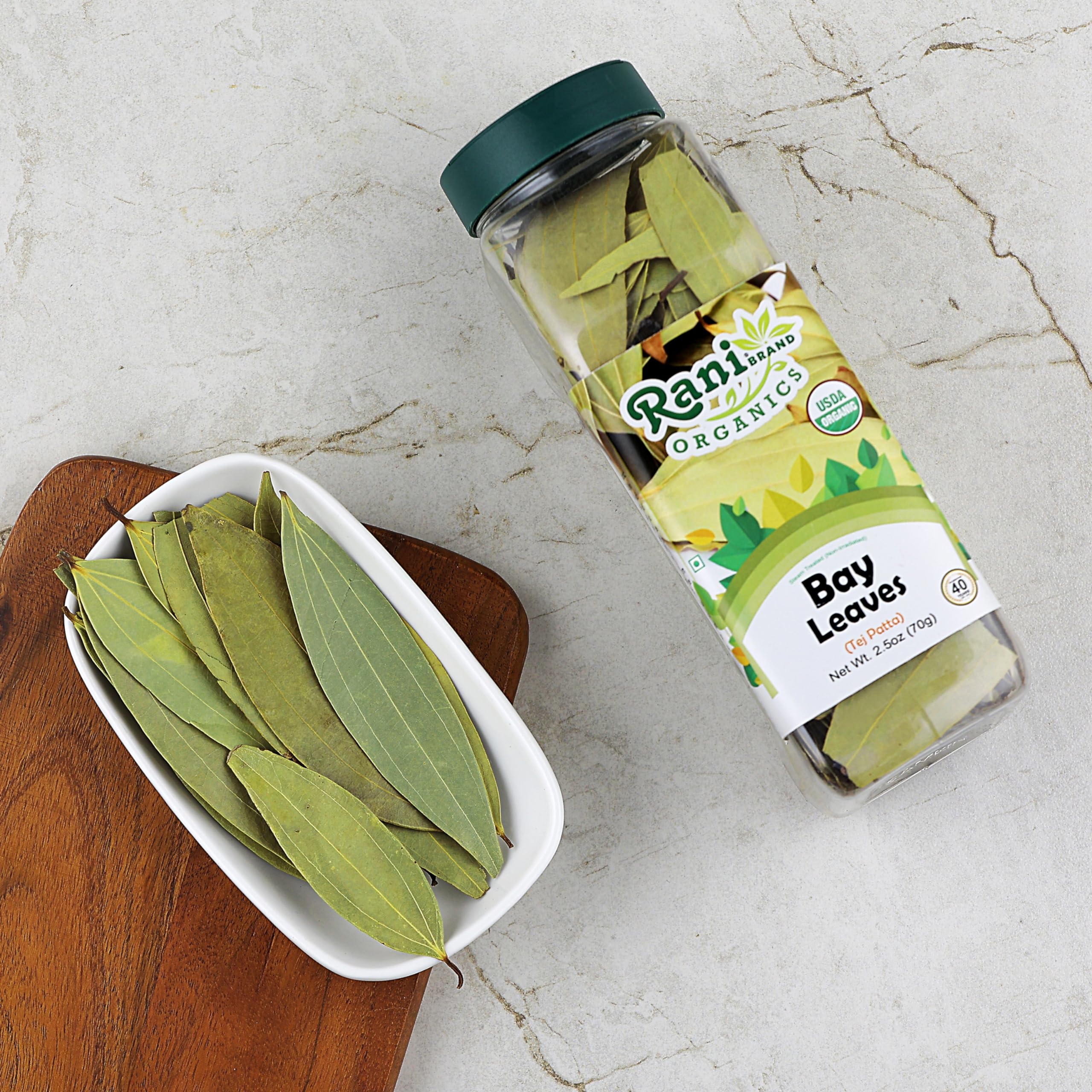 Rani Organic Bay Leaves (Tej Patta) Whole Spice Hand Selected Extra Large 2.5oz (70g) PET Jar ~ All Natural | Gluten Friendly | NON-GMO | Vegan | Indian Origin | USDA Certified Organic - Image 2
