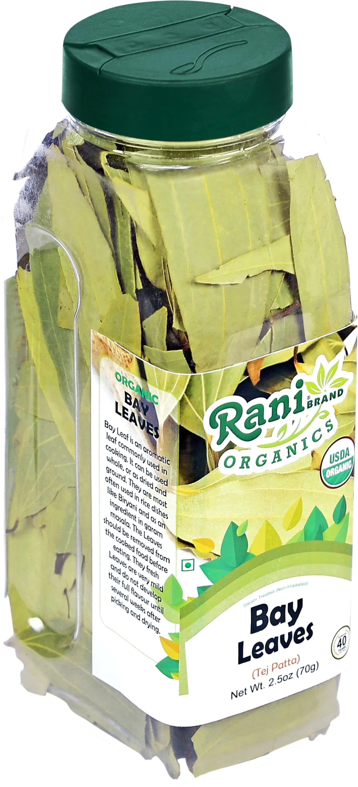 Rani Organic Bay Leaves (Tej Patta) Whole Spice Hand Selected Extra Large 2.5oz (70g) PET Jar ~ All Natural | Gluten Friendly | NON-GMO | Vegan | Indian Origin | USDA Certified Organic - Image 7