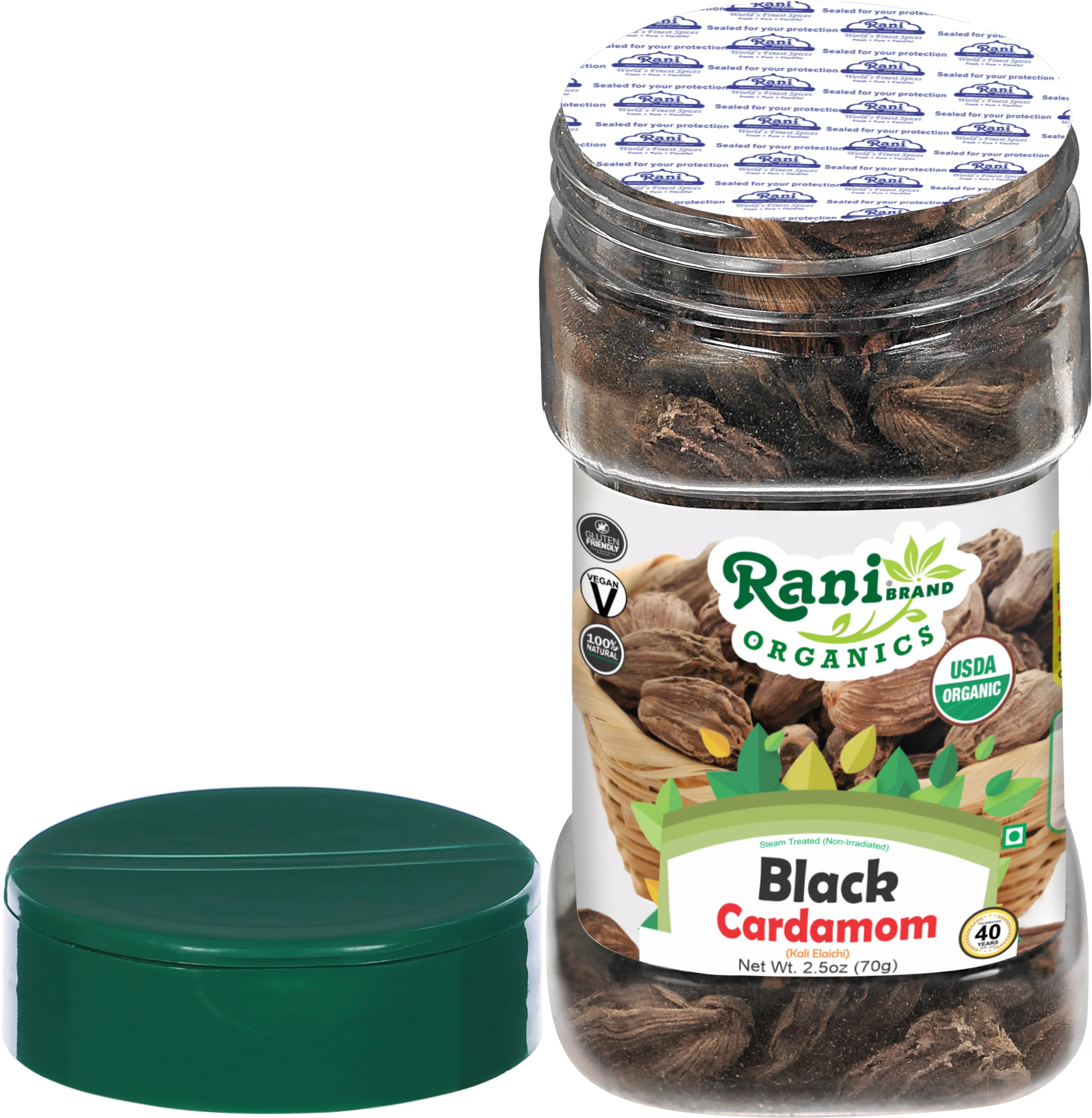 Rani Organic Black Cardamom Pods (Kali Elachi) Whole Indian Spice 2.5oz (70g) PET Jar ~ All Natural | Vegan | Gluten Friendly | NON-GMO | Indian Origin | USDA Certified Organic - Image 4