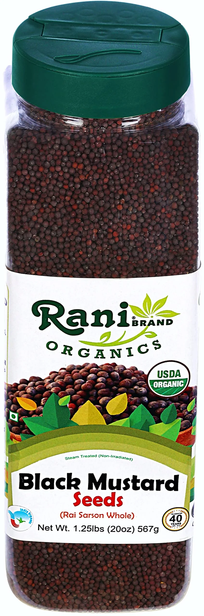 Rani Organic Black Mustard Seeds Whole Spice (Rai Sarson) 20oz (1.25lbs) 567g PET Jar ~ All Natural | Vegan | Indian Origin | USDA Certified Organic - Image 8