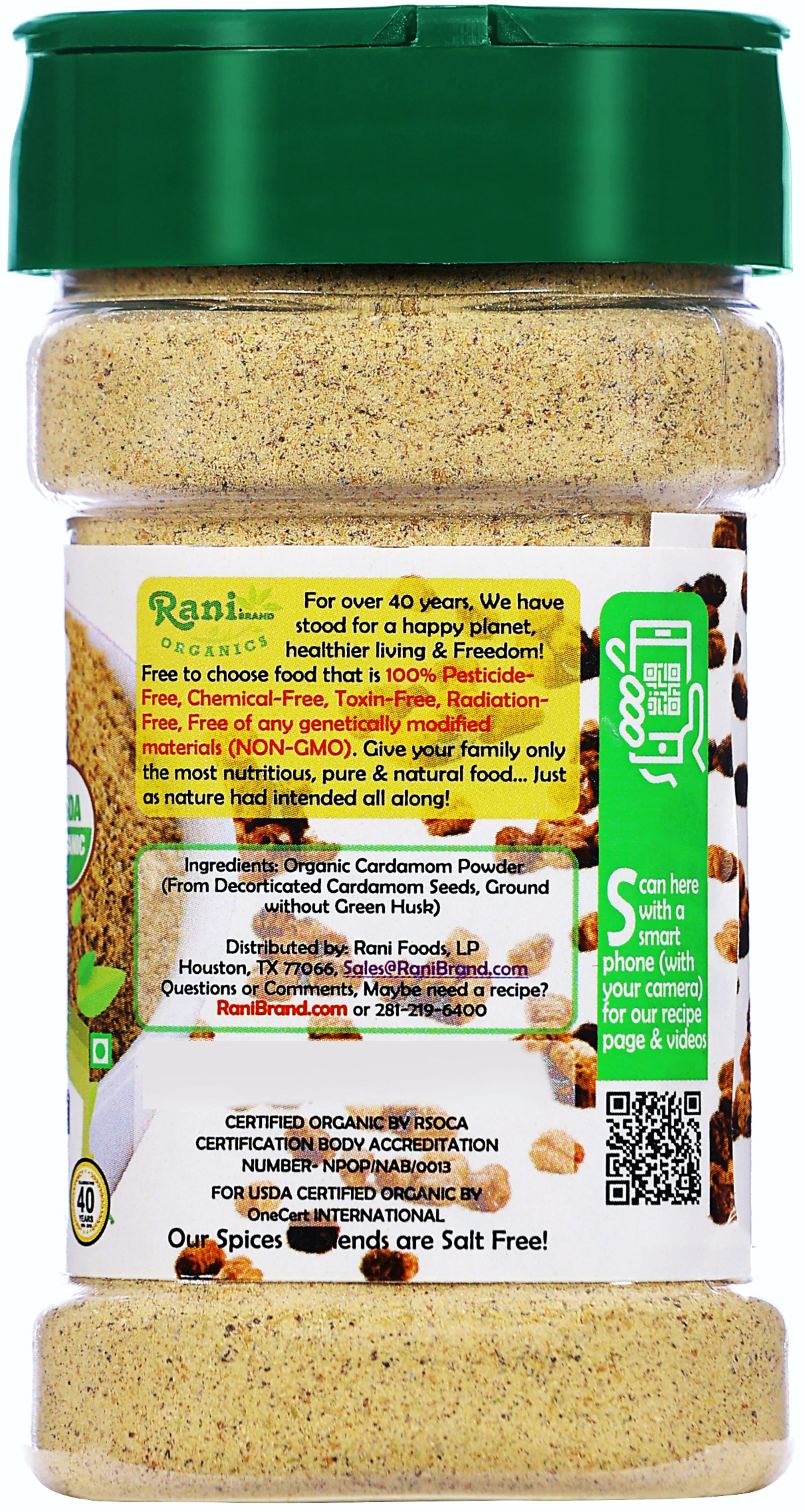 Rani Organic Cardamom (Elachi) Ground, Powder Indian Spice 3oz (85g) PET Jar ~ All Natural | Vegan | Gluten Friendly | USDA Certified Organic - Image 4
