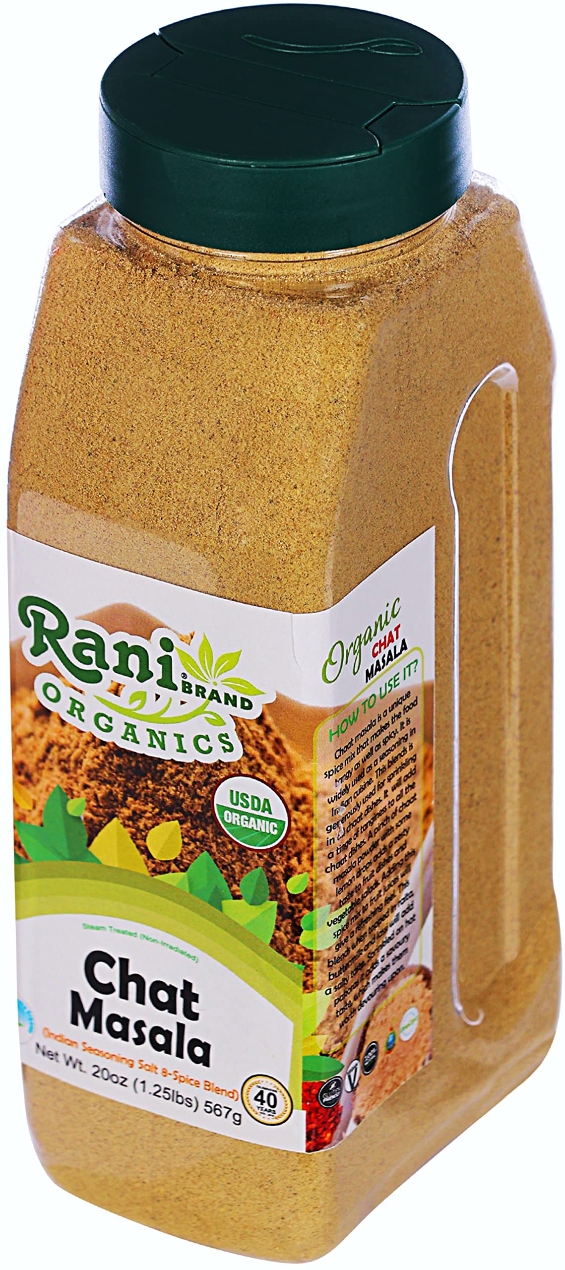 Rani Organic Chat Masala (8-Spice Seasoning Salt) Tangy Indian Seasoning 20oz (1.25lbs) 567g PET Jar ~ All Natural | USDA Certified Organic - Image 9