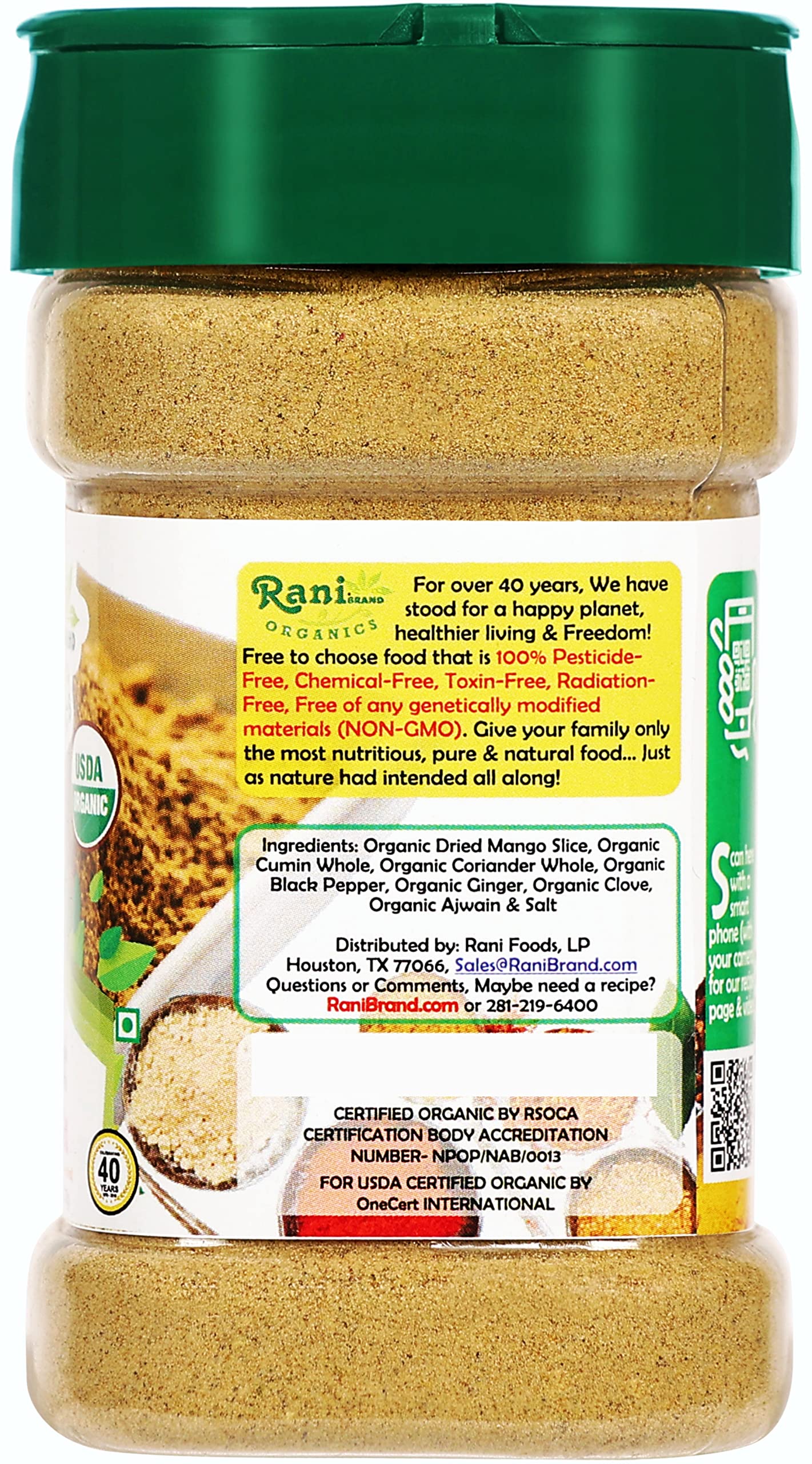 Rani Organic Chat Masala (8-Spice Seasoning Salt) Tangy Indian Seasoning 3.5oz (100g) PET Jar ~ All Natural | Indian Origin | USDA Certified Organic - Image 4